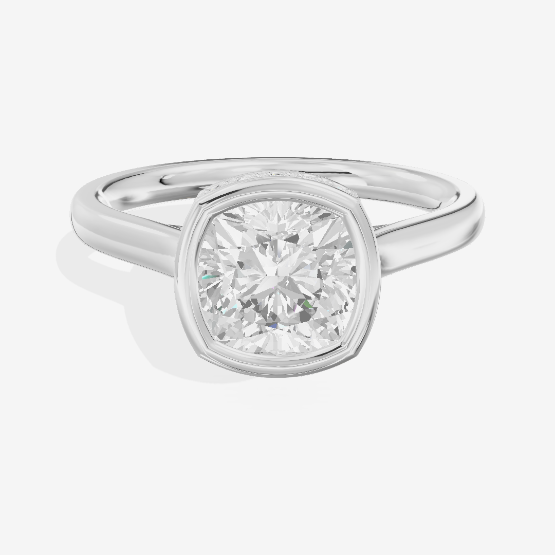 Sincere Hidden Halo Cushion Engagement Ring (1/6 ct. tw.) in 14K White Gold