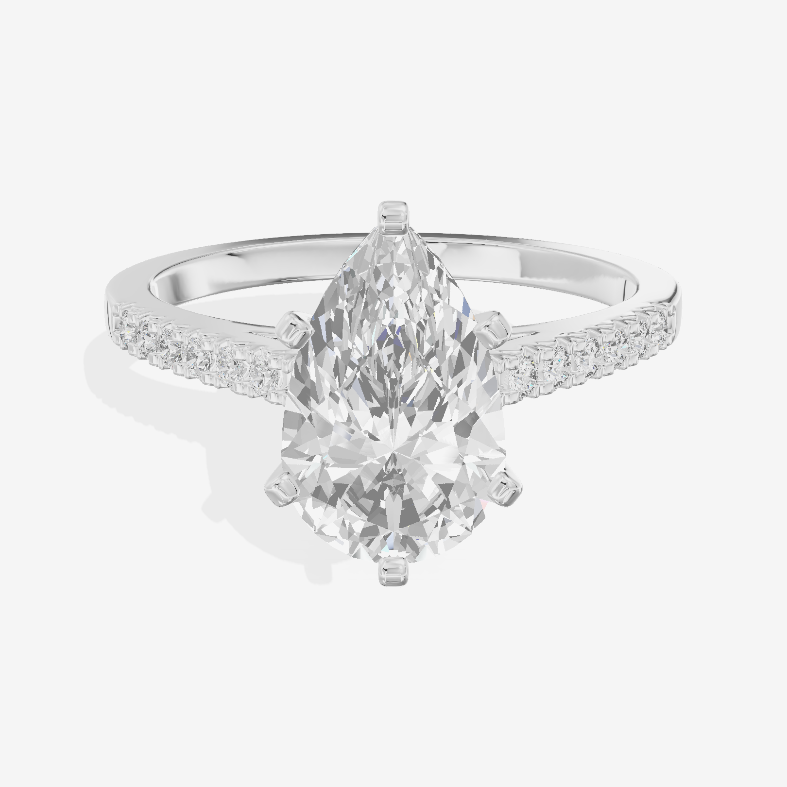 Sworn Vowsae Pear Engagement Ring with Side Stones (1/10 ct. tw.) in 18K White Gold
