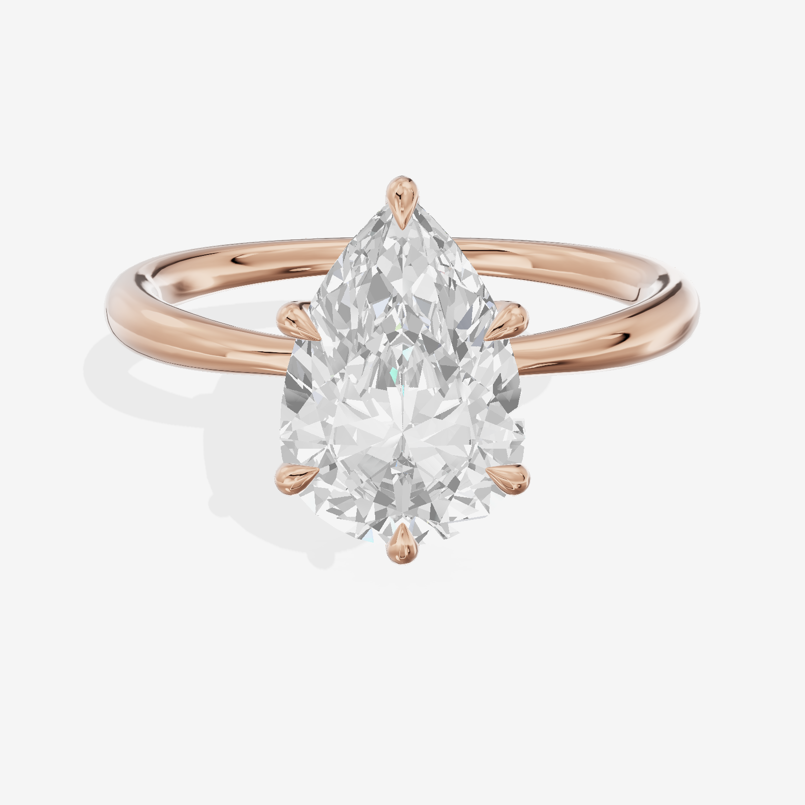 Whispered Aimora Pear Solitaire Engagement Ring in 18K Rose Gold