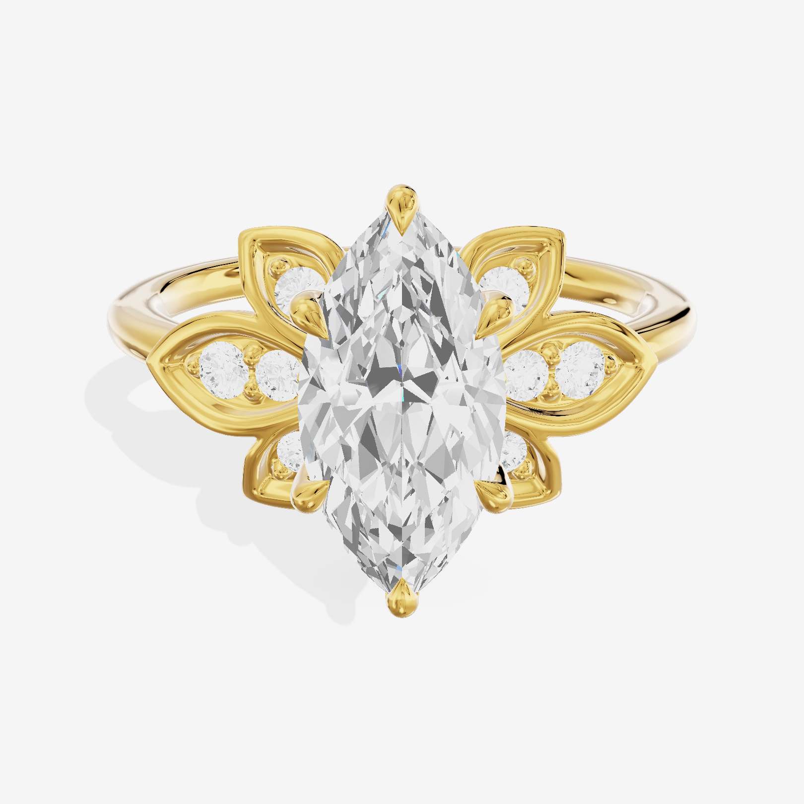 Petite Whisper Marquise Engagement Ring with Side Stones (1/10 ct. tw.) in 14K Yellow Gold