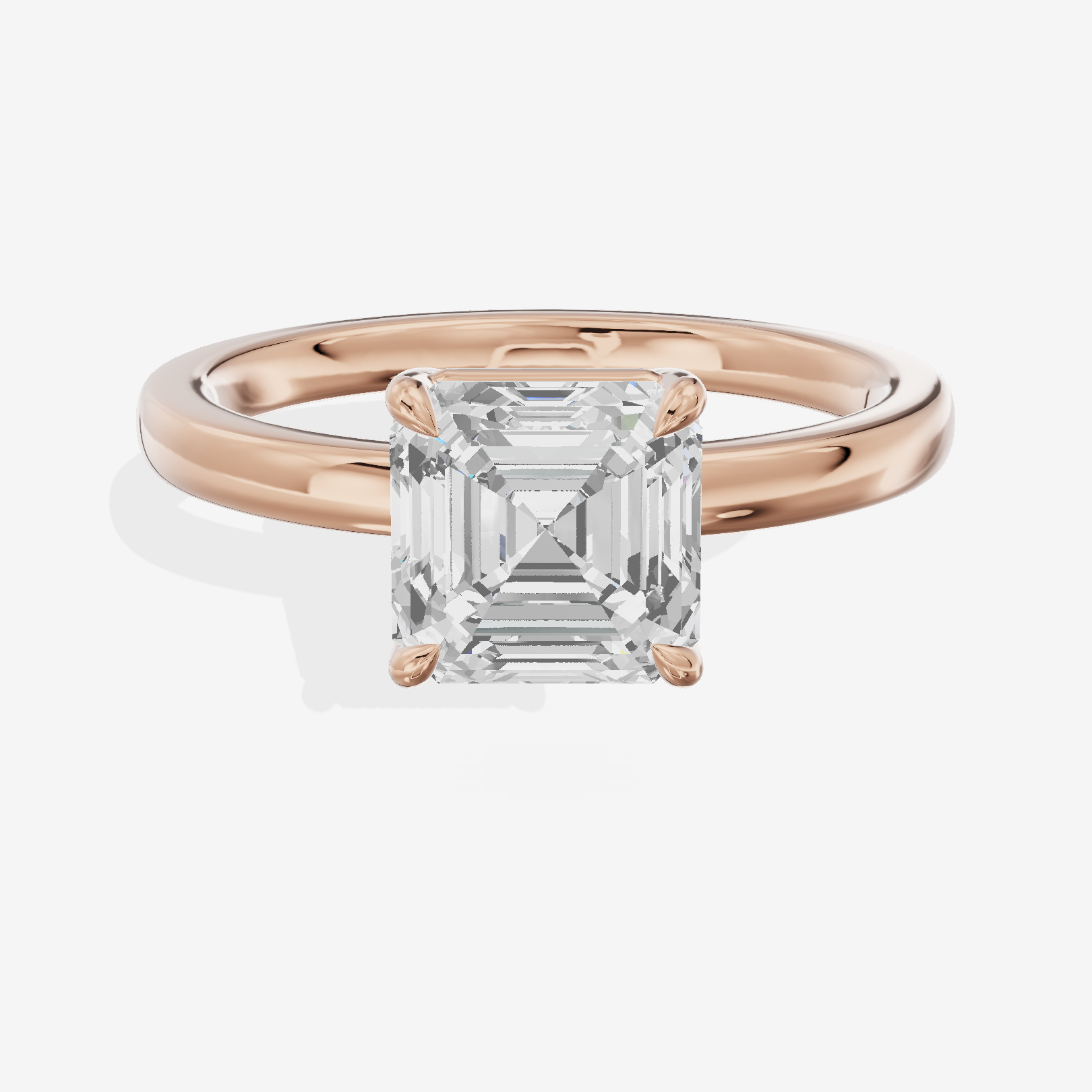 Heartline 2mm Asscher Solitaire Engagement Ring in 14K Rose Gold