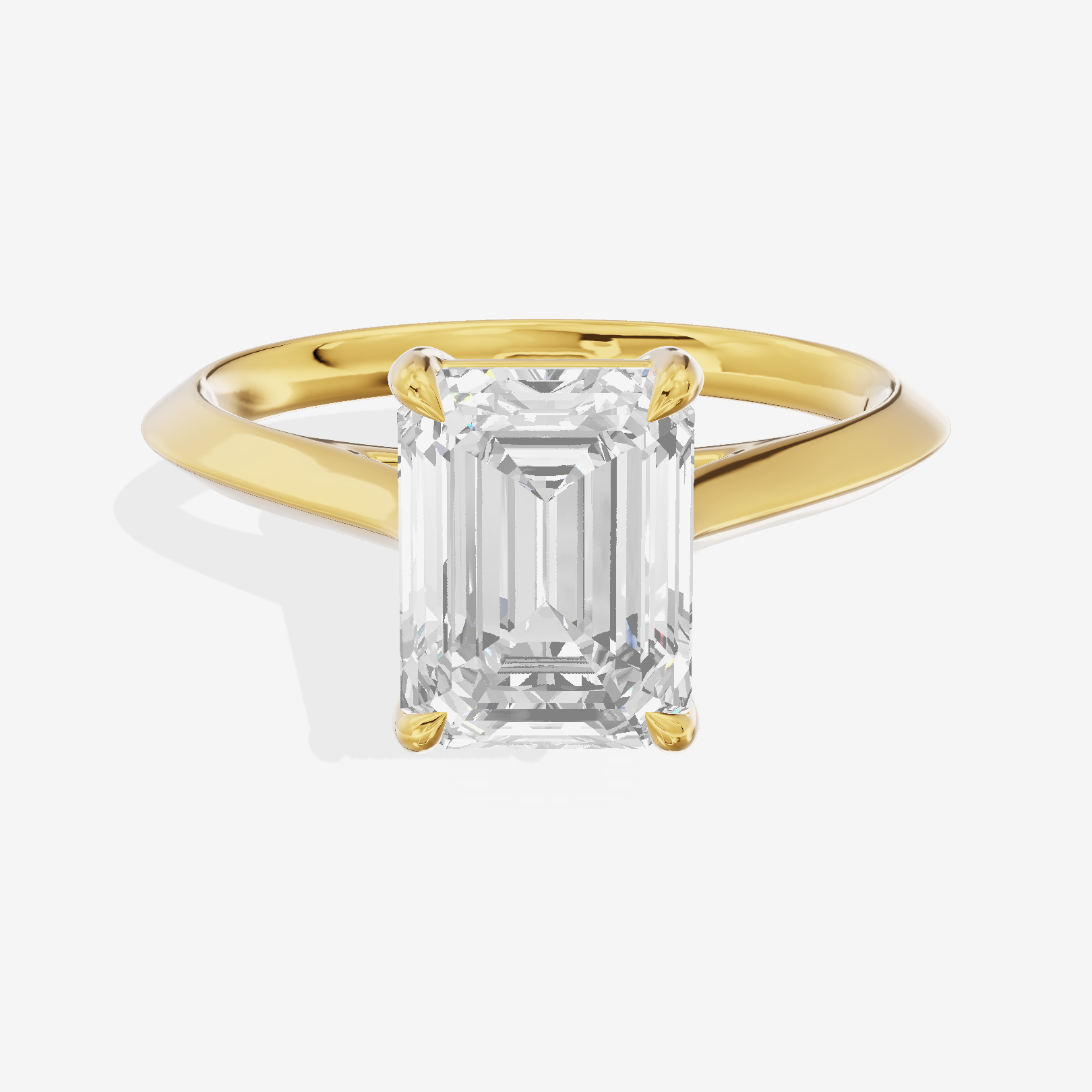 Belovae Solitaire 2mm Emerald Engagement Ring in 14K Yellow Gold