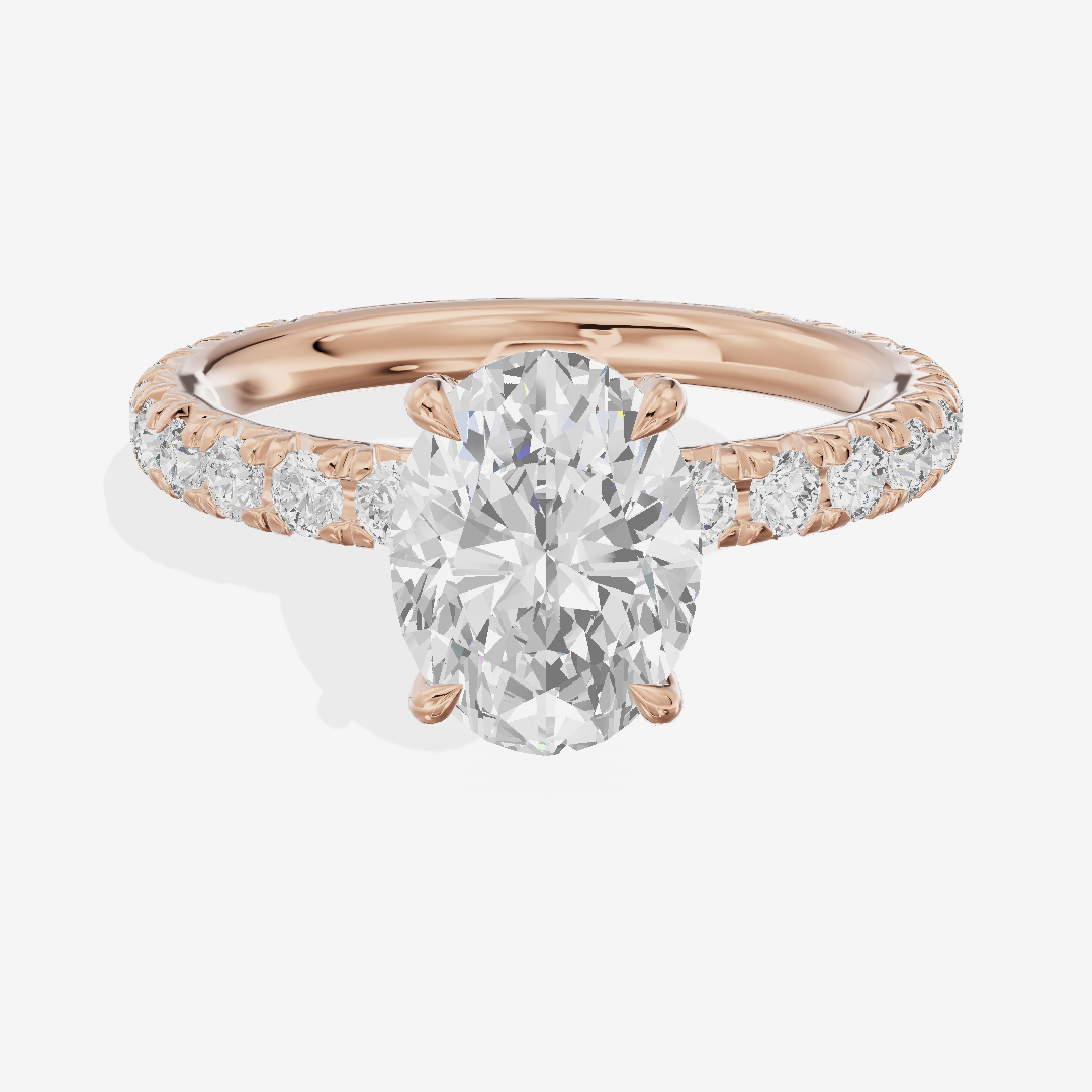 Eternal Coeurine Oval Engagement Ring with Side Stones (3/5 ct. tw.) in 14K Rose Gold