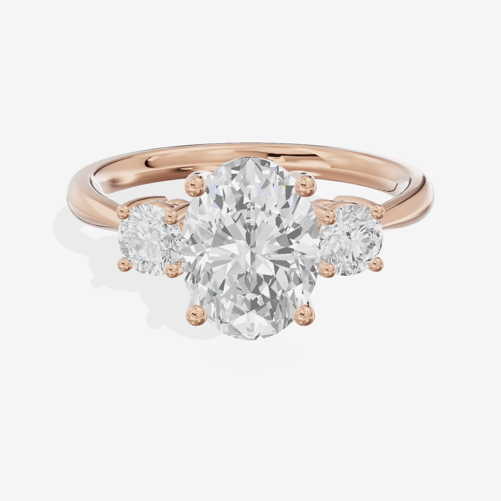 Grand Sincere Three Stone Oval Engagement Ring (1/3 ct. tw.) in 14K Rose Gold