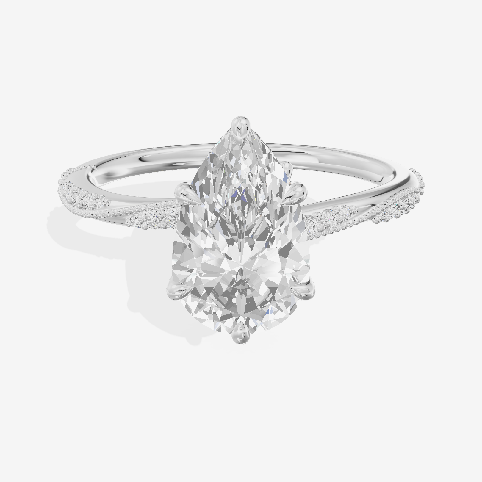 Modern Selenia Pear Engagement Ring with Side Stones (1/6 ct. tw.) in 14K White Gold