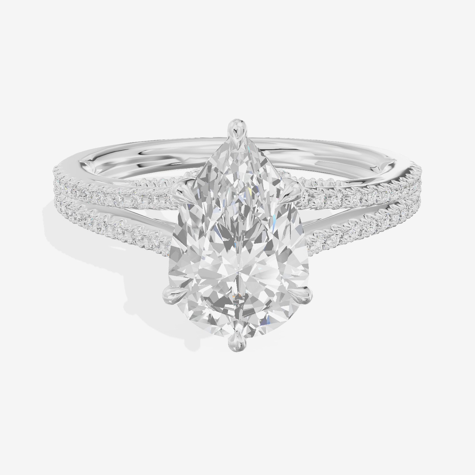 Aimora Cathedral 2mm Pear Solitaire Engagement Ring (1/3 ct. tw.) in 18K White Gold