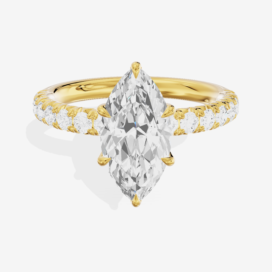 Luxe Aurea Marquise Engagement Ring with Side Stones (3/8 ct. tw.) in 18K Yellow Gold