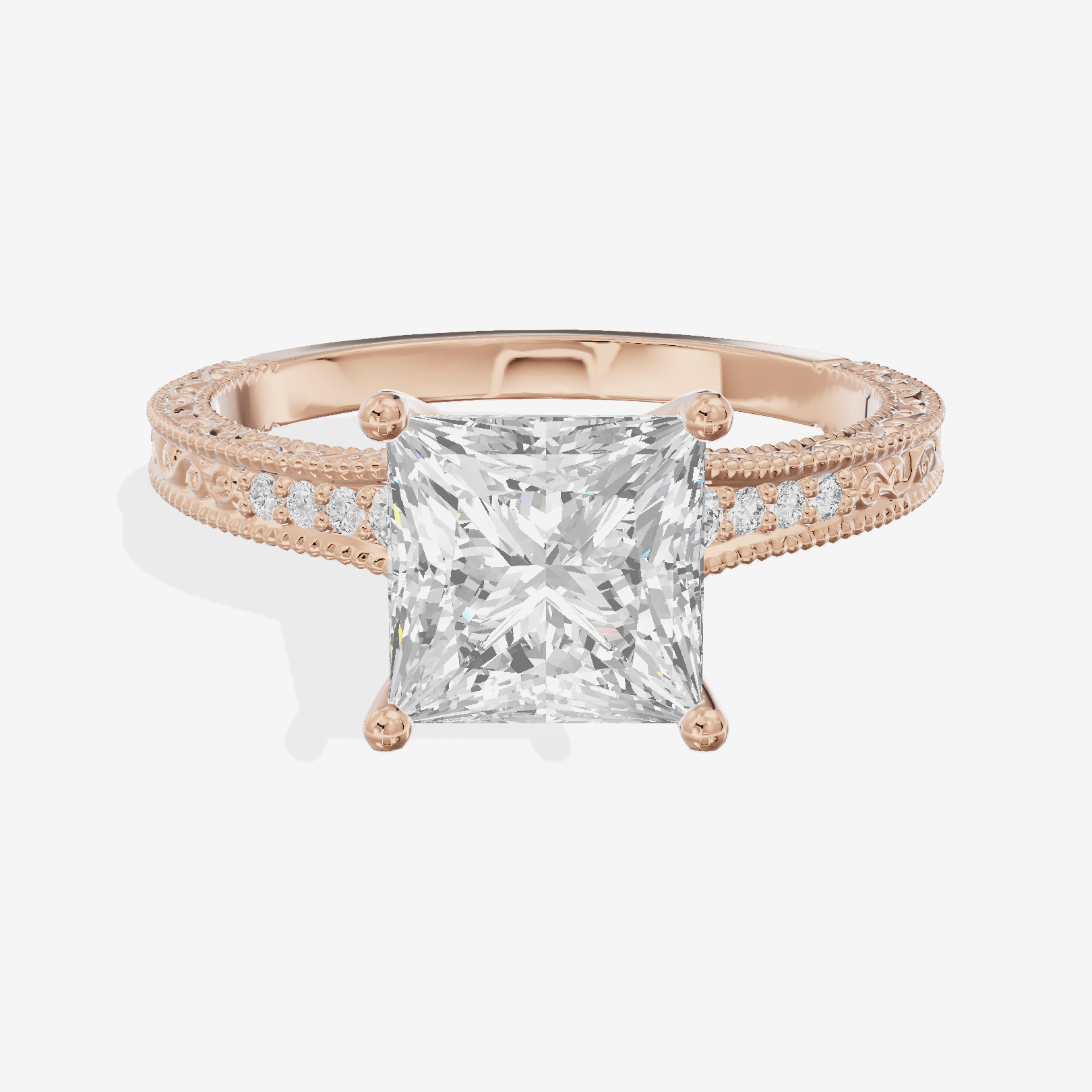 Vintage Sincere Princess Engagement Ring (1/10 ct. tw.) in 18K Rose Gold