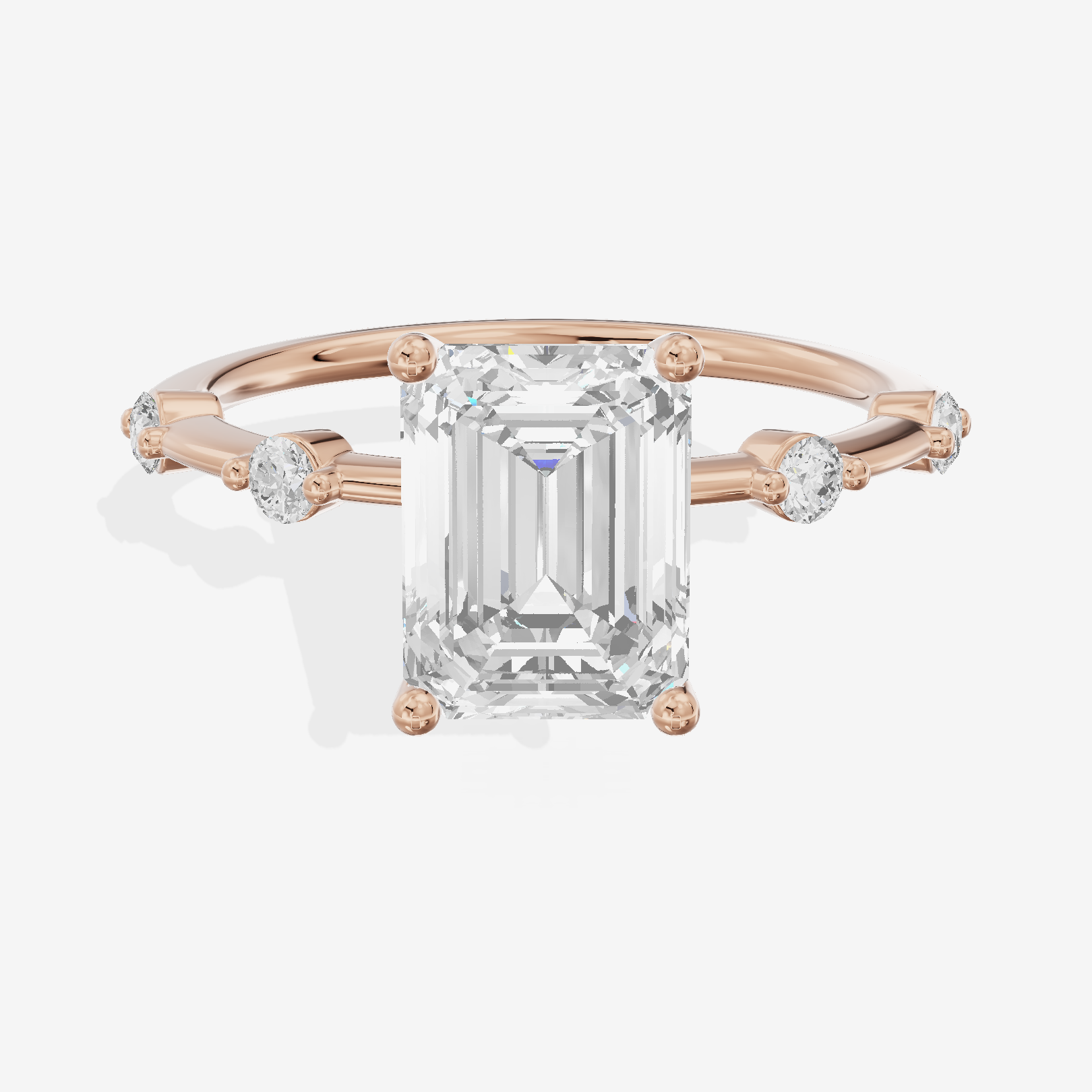 Grand Trueheart Emerald Engagement Ring with Side Stones (1/2 ct. tw.) in 18K Rose Gold