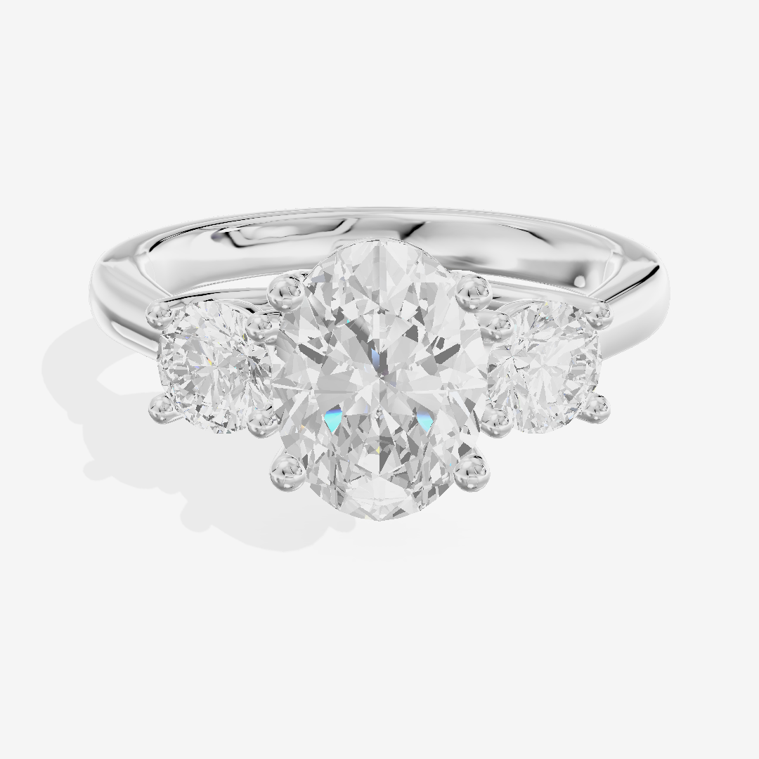 Petite Selenia Three Stone Oval Engagement Ring (1/3 ct. tw.) in 14K White Gold