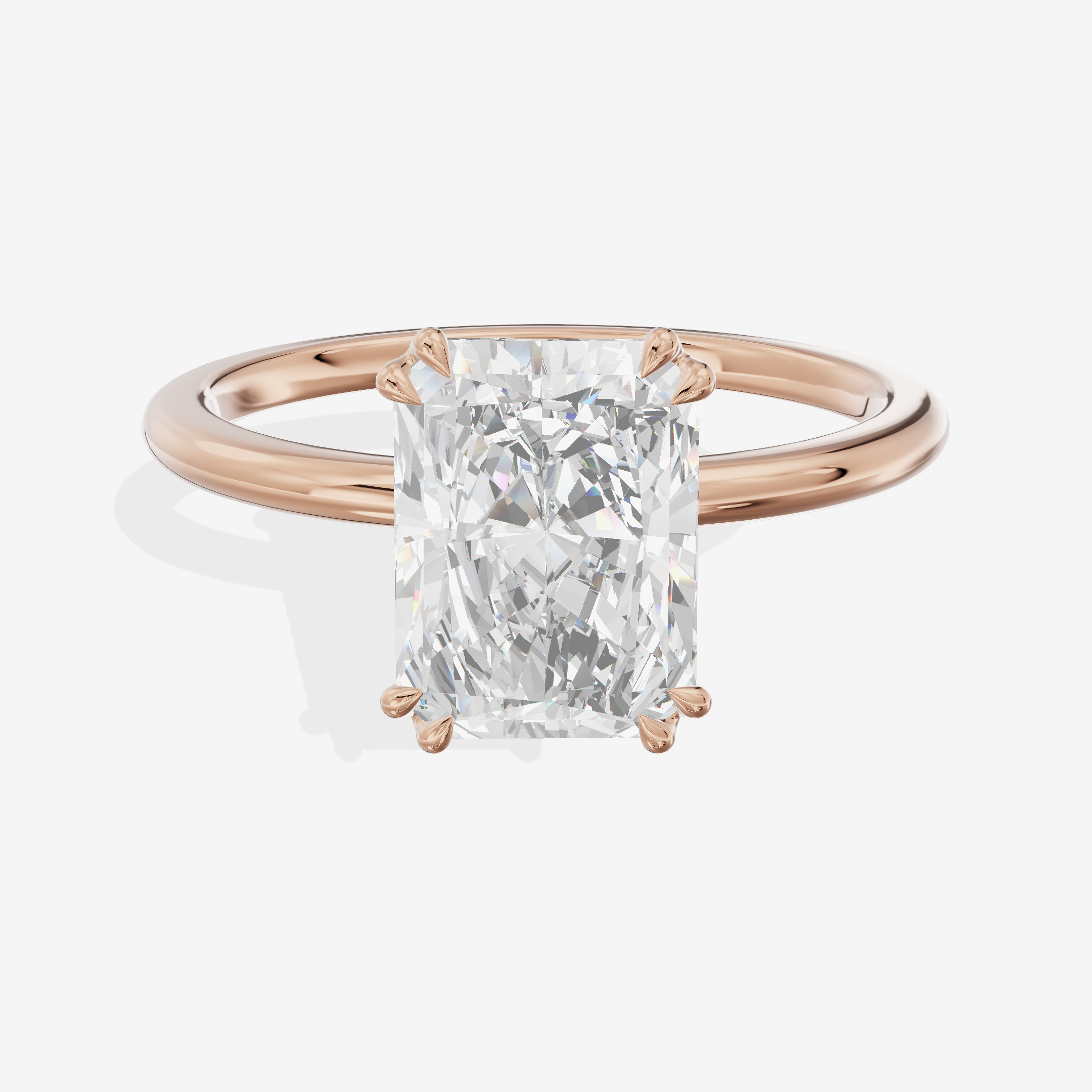 Promezza Solitaire 1.5mm Radiant Engagement Ring in 18K Rose Gold