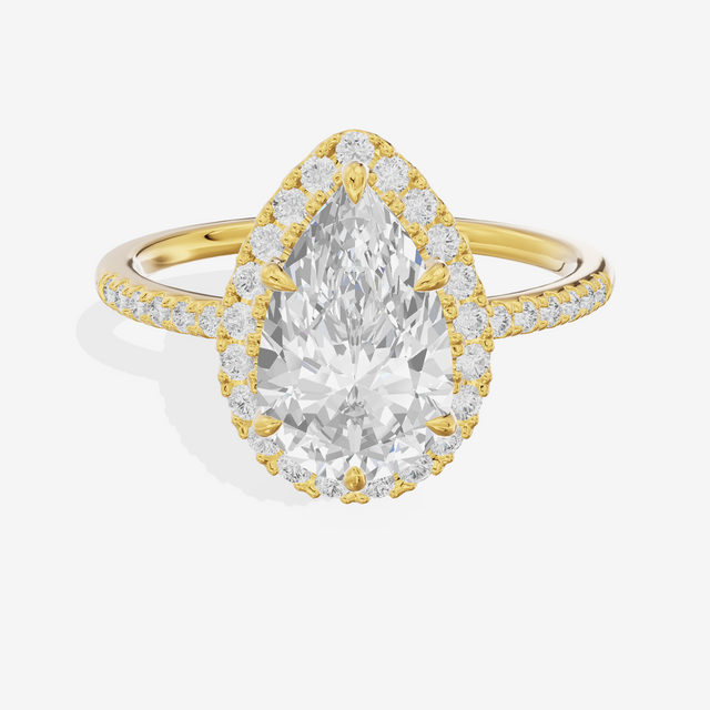 Vowsae Halo Pear Engagement Ring (1/5 ct. tw.) in 18K Yellow Gold
