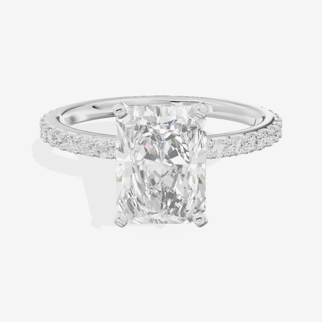 Petite Trellise Radiant Engagement Ring with Side Stones (1/3 ct. tw.) in 18K White Gold