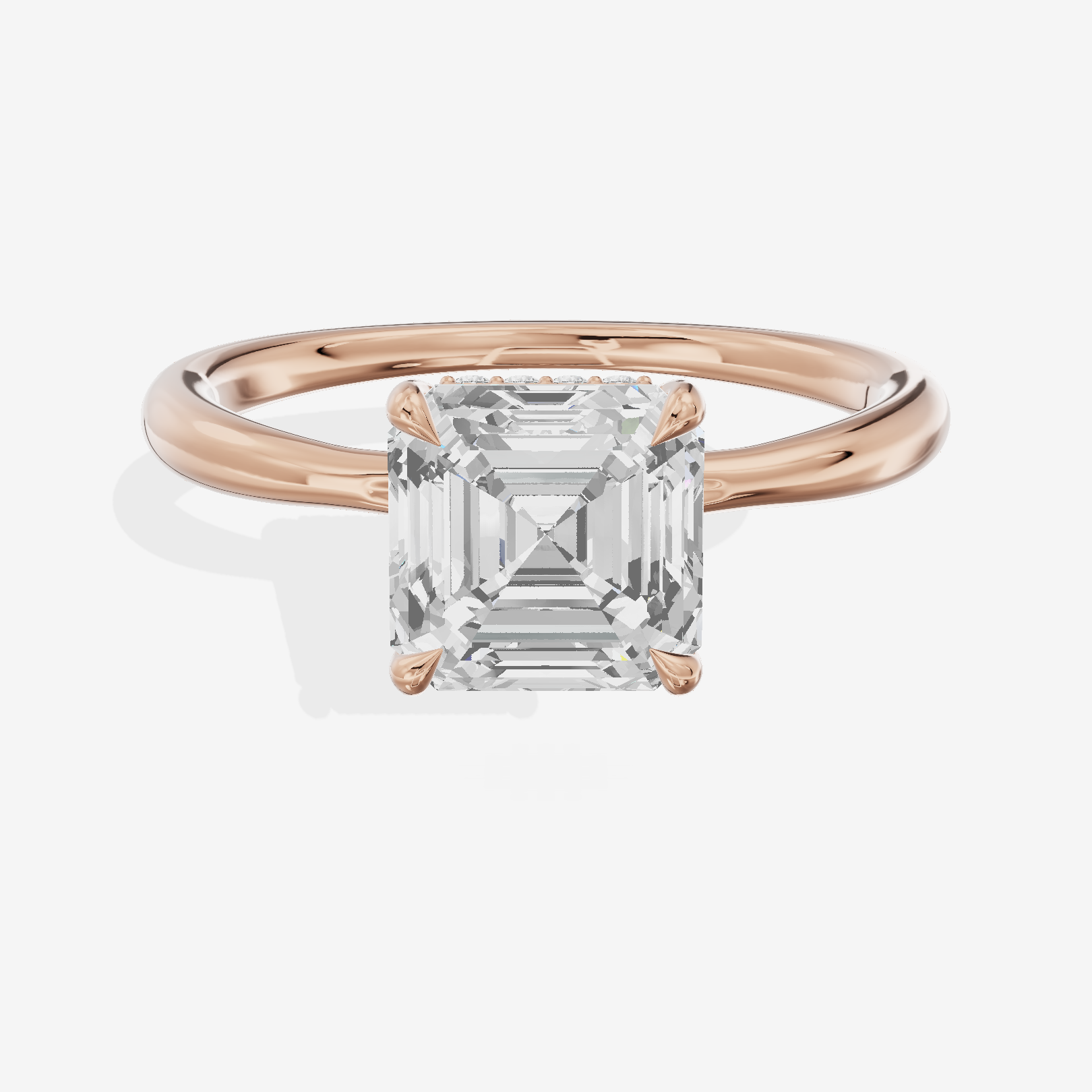 One of One Hidden Halo Asscher Engagement Ring (1/2 ct. tw.) in 18K Rose Gold