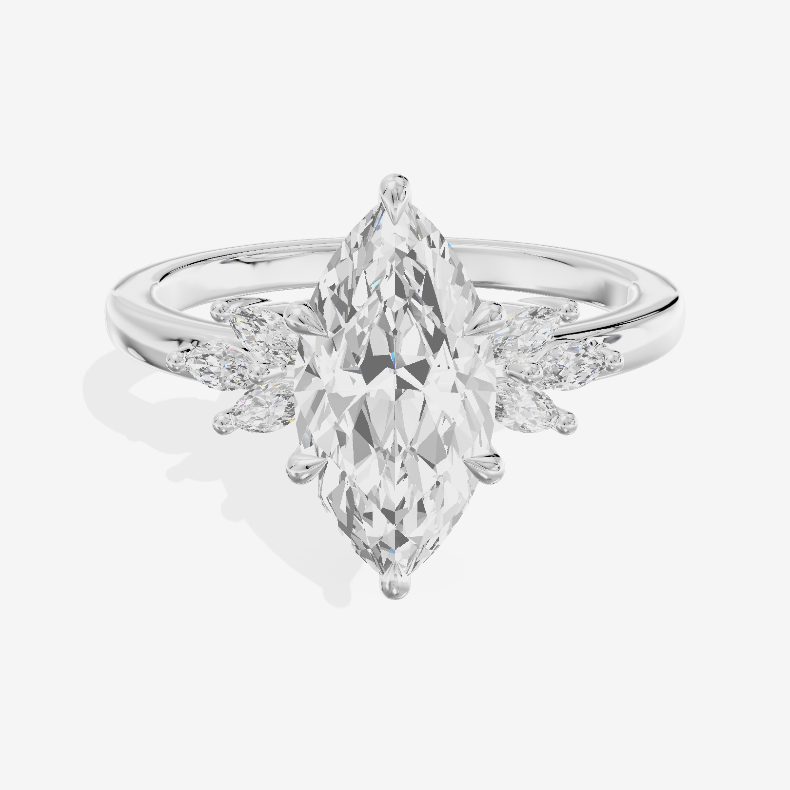 Modern Halcyon Marquise Engraved Engagement Ring (1/5 ct. tw.) in 18K White Gold