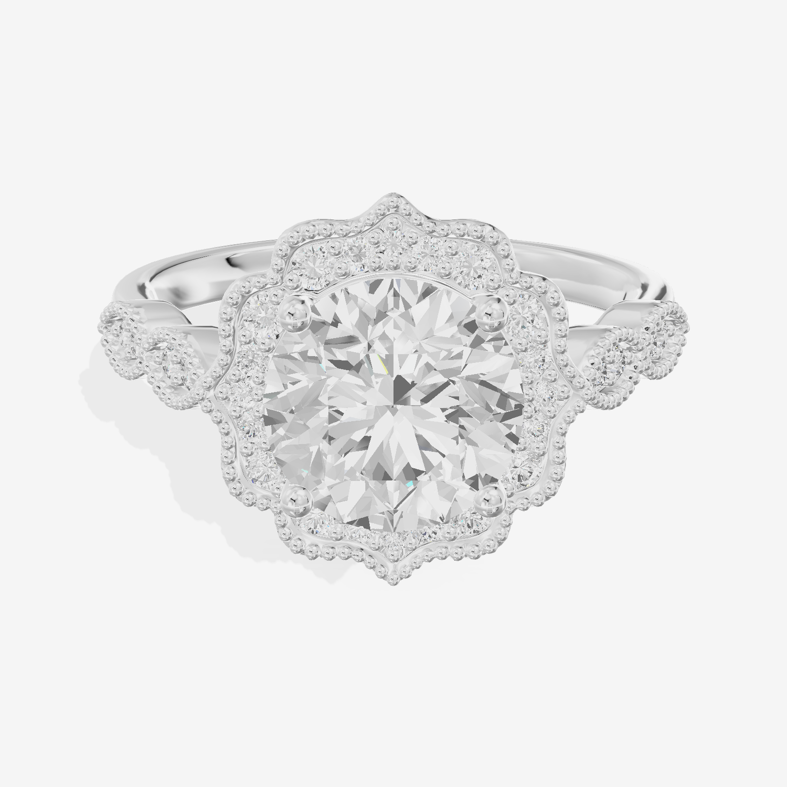 Luxe Liviana Round Halo Engagement Ring (2/3 ct. tw.) in Platinum
