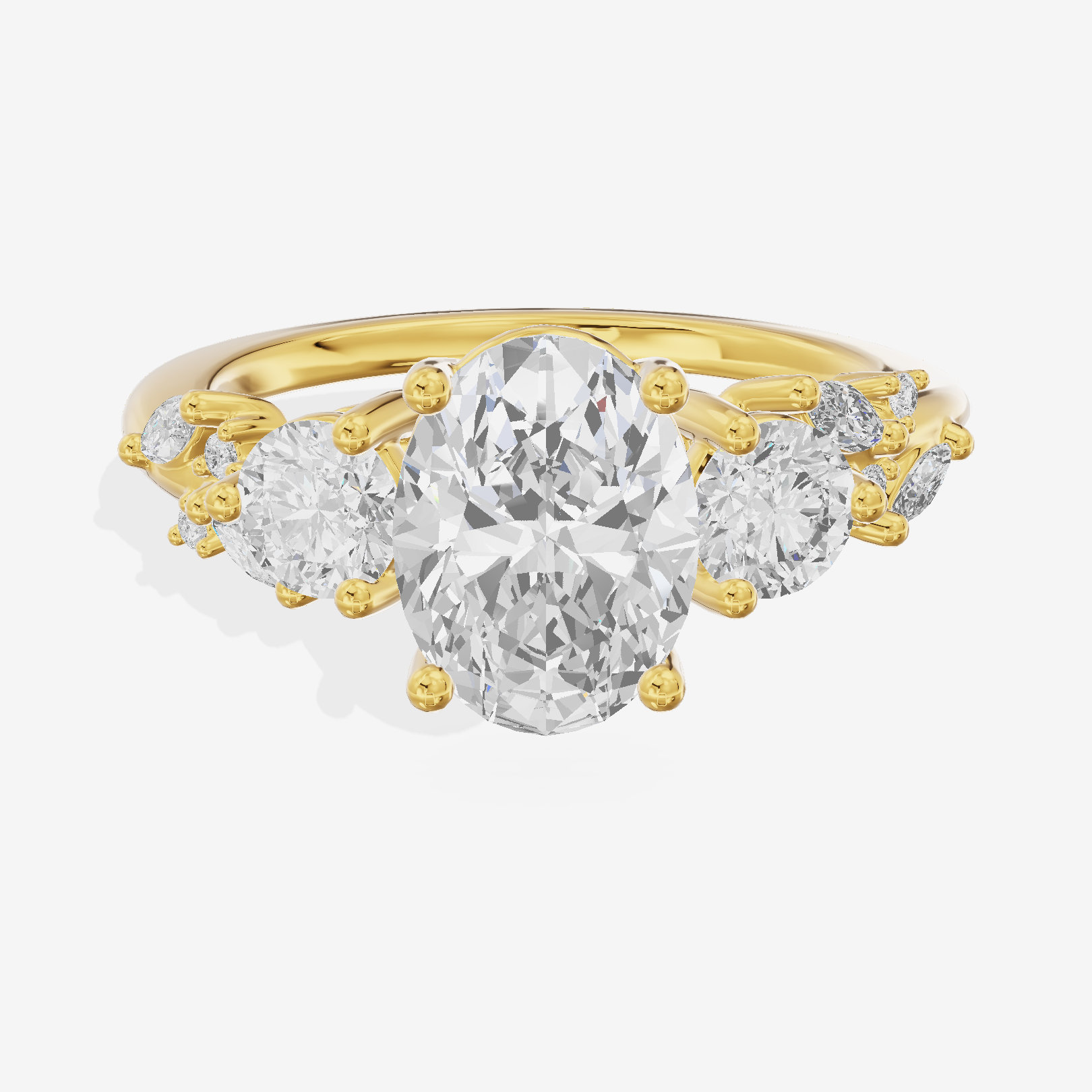Grand Sincere Three Stone Oval Engagement Ring (1/3 ct. tw.) in 14K Yellow Gold