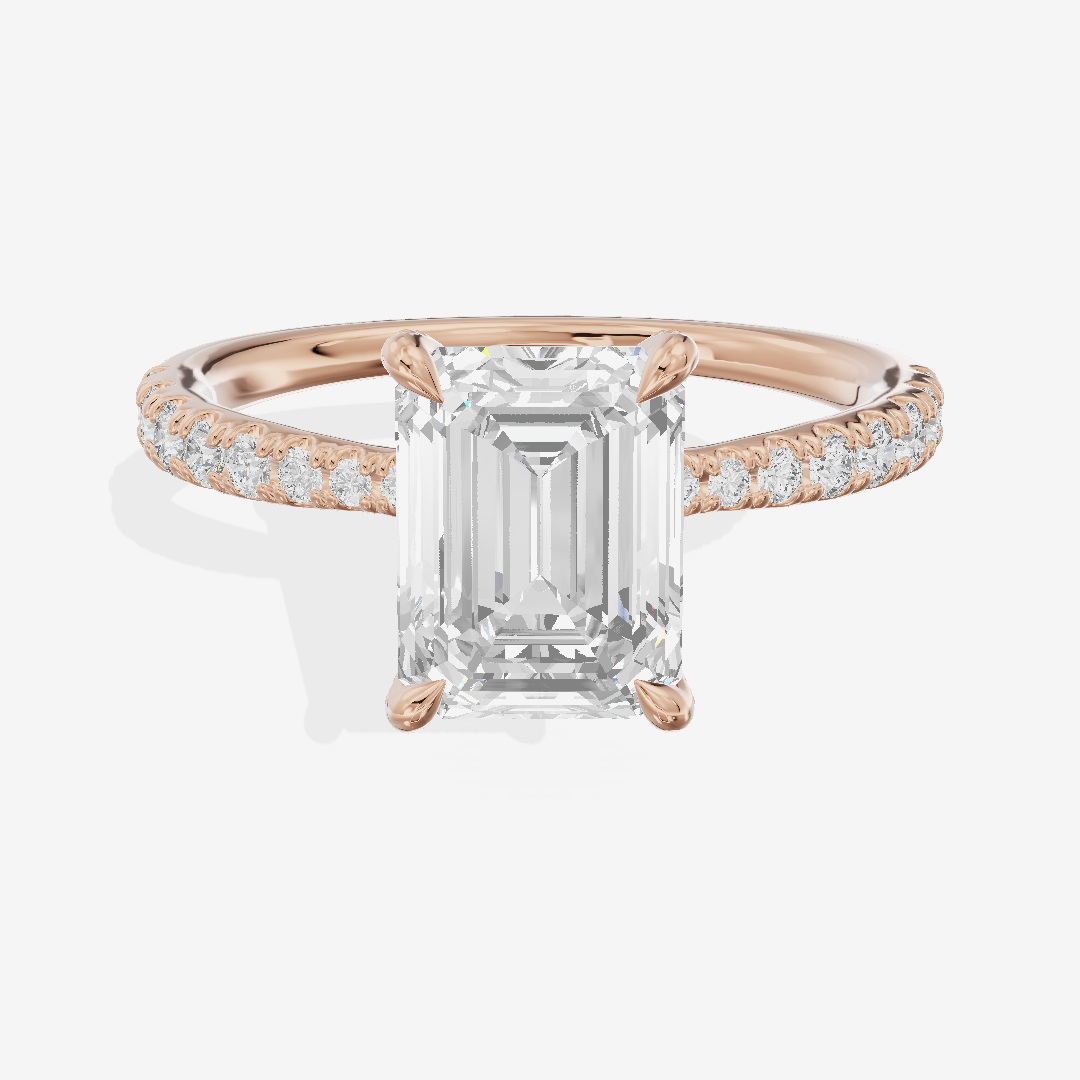 Lumera Emerald Engagement Ring with Side Stones (1/3 ct. tw.) in 14K Rose Gold