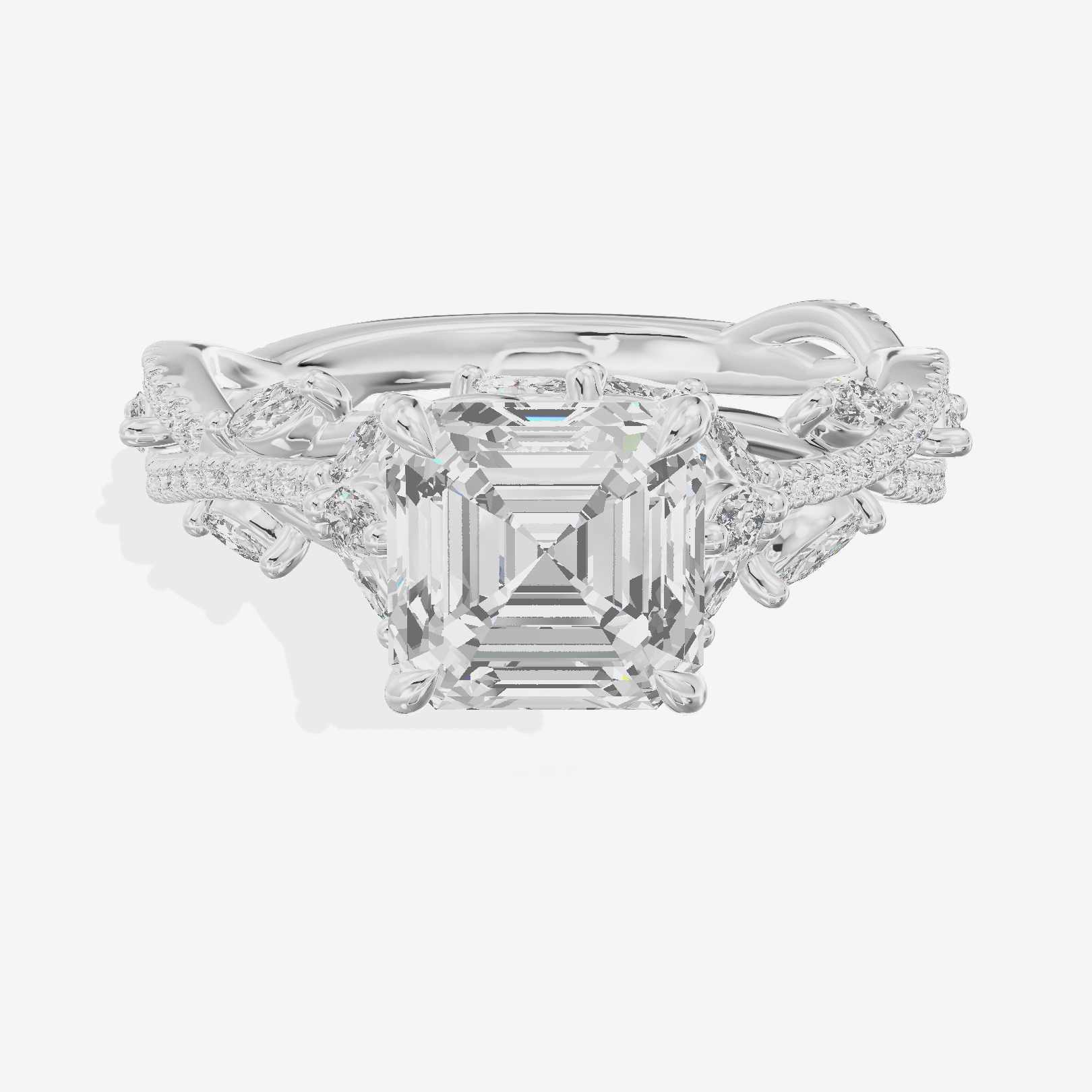 Grand Twine Asscher Twisted Engagement Ring (3/4 ct. tw.) in 18K White Gold