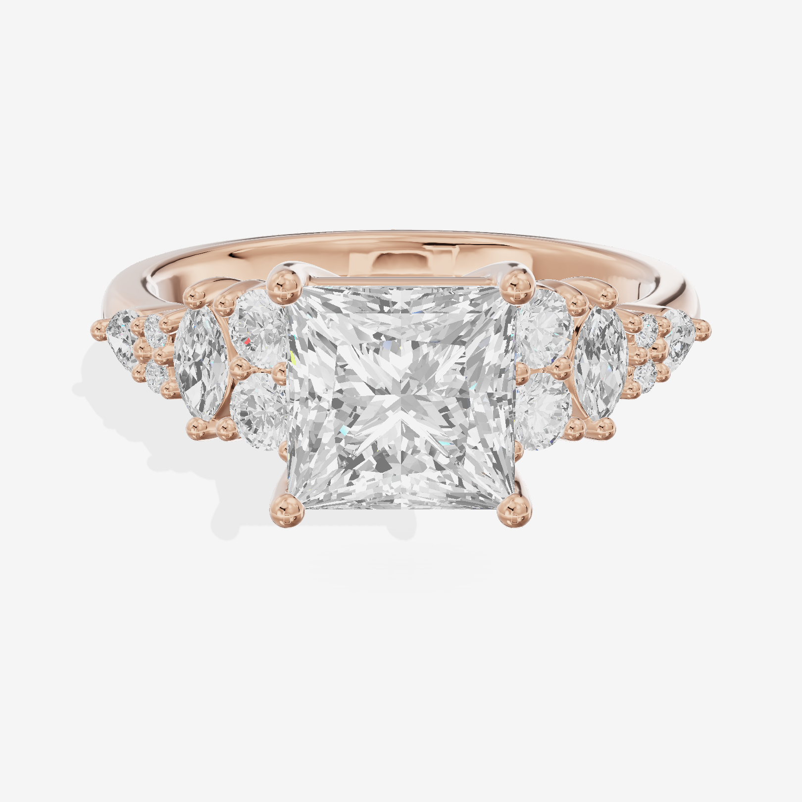 Modern Whisper Princess Engagement Ring with Side Stones (2/5 ct. tw.) in 14K Rose Gold