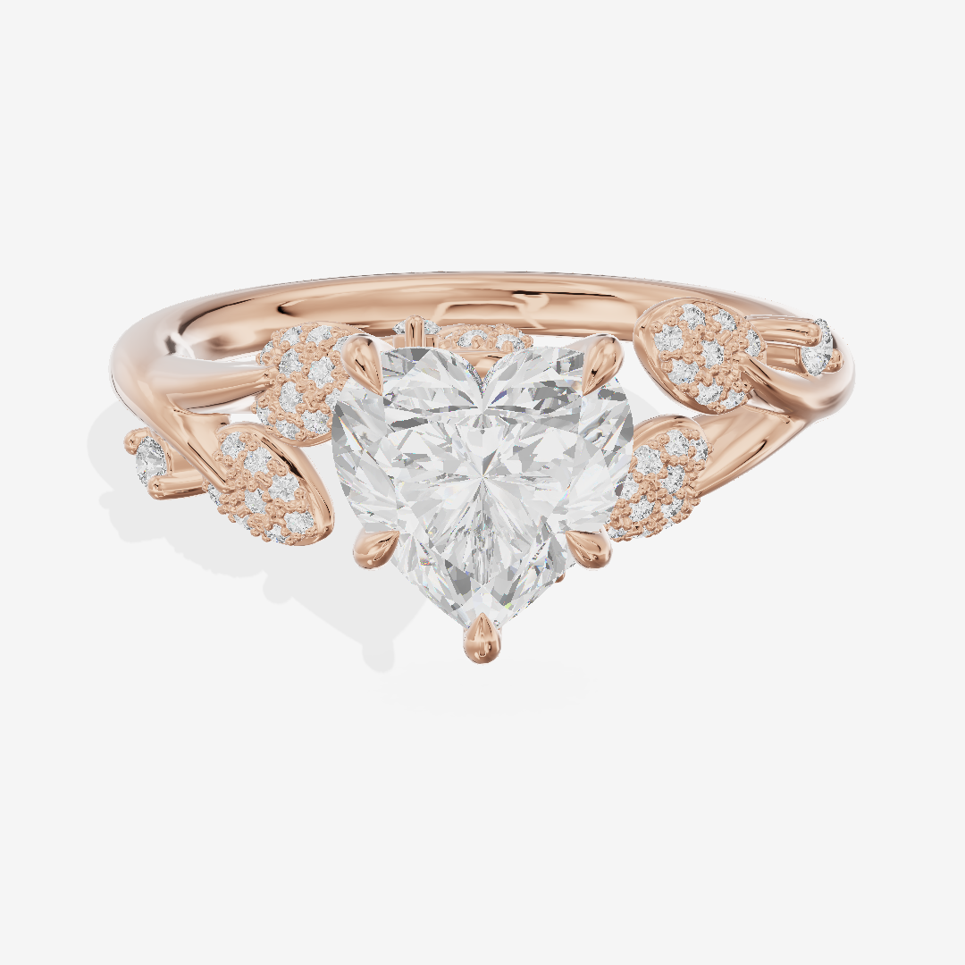 Petite Aurea Heart Engagement Ring with Side Stones (1/6 ct. tw.) in 14K Rose Gold
