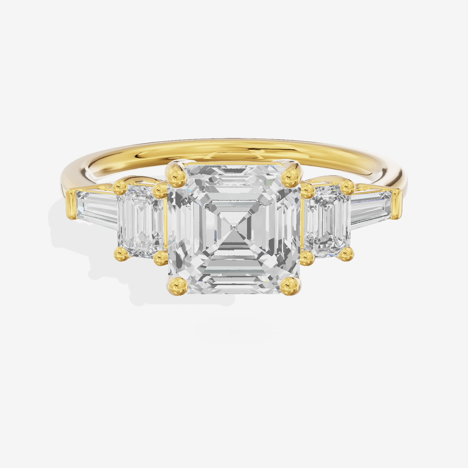 Vowsae Five Stone Asscher Engagement Ring (3/4 ct. tw.) in 14K Yellow Gold