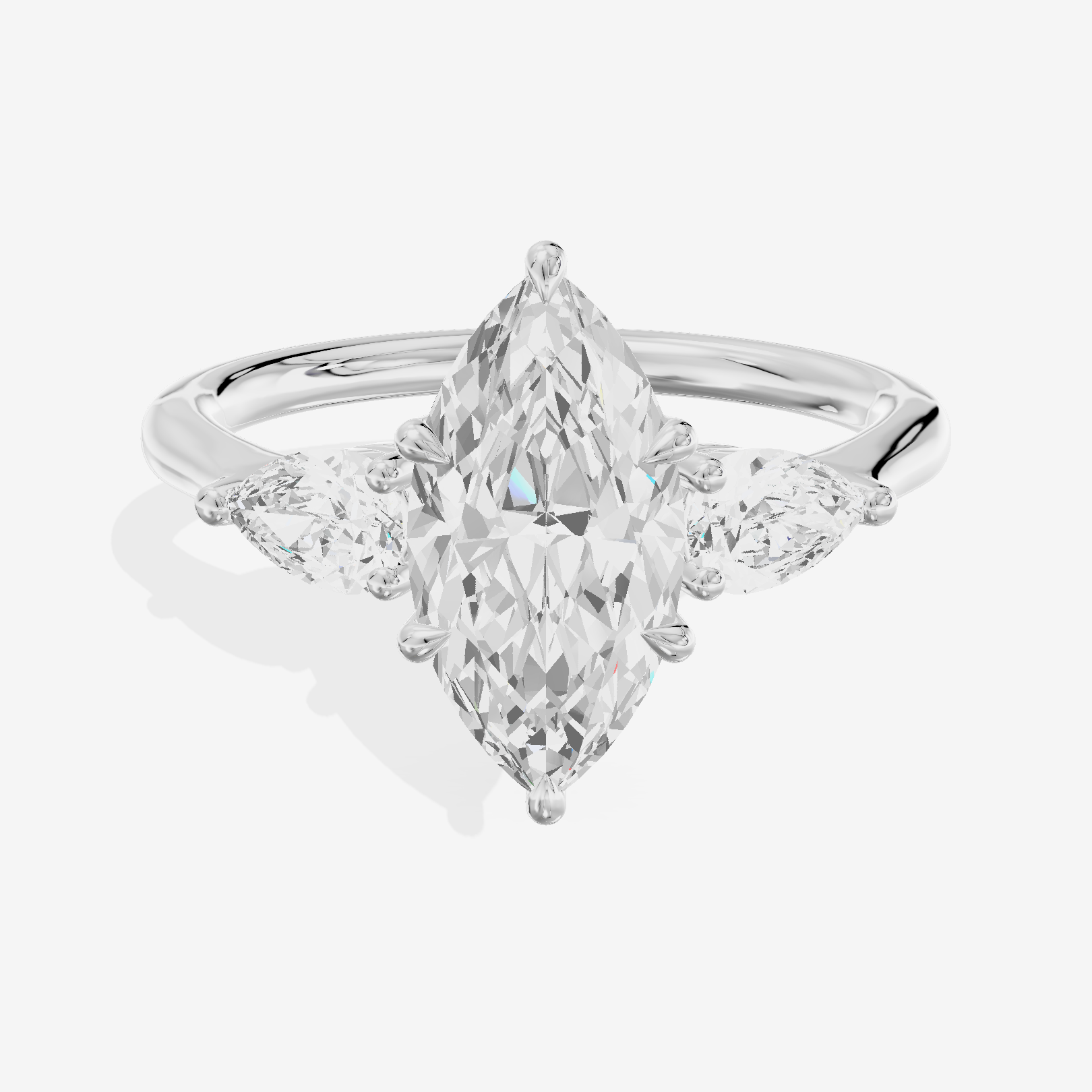 Grand Triade Marquise Three Stone Engagement Ring (2/5 ct. tw.) in 18K White Gold