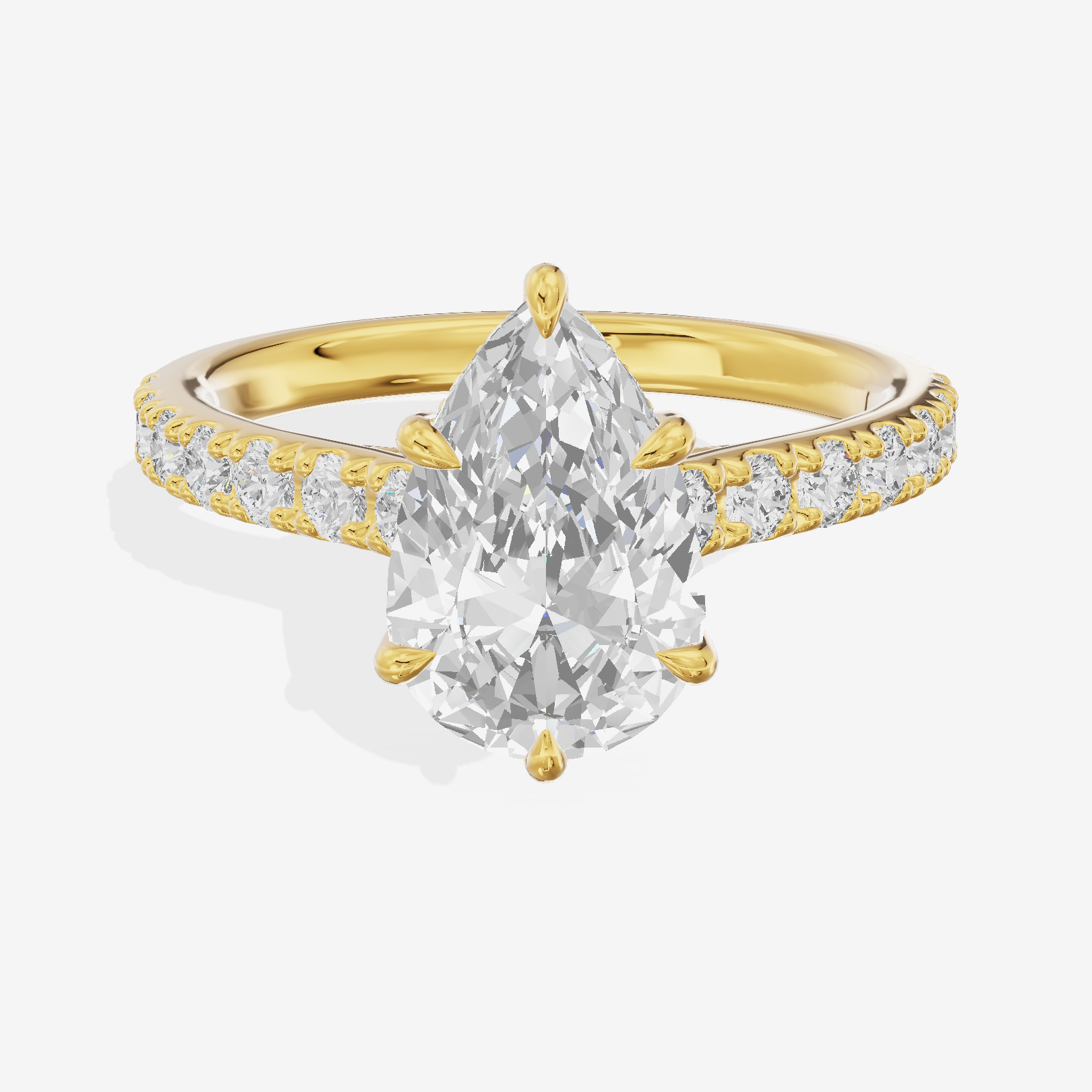 Grand Trueheart Pear Engagement Ring with Side Stones (1/2 ct. tw.) in 18K Yellow Gold
