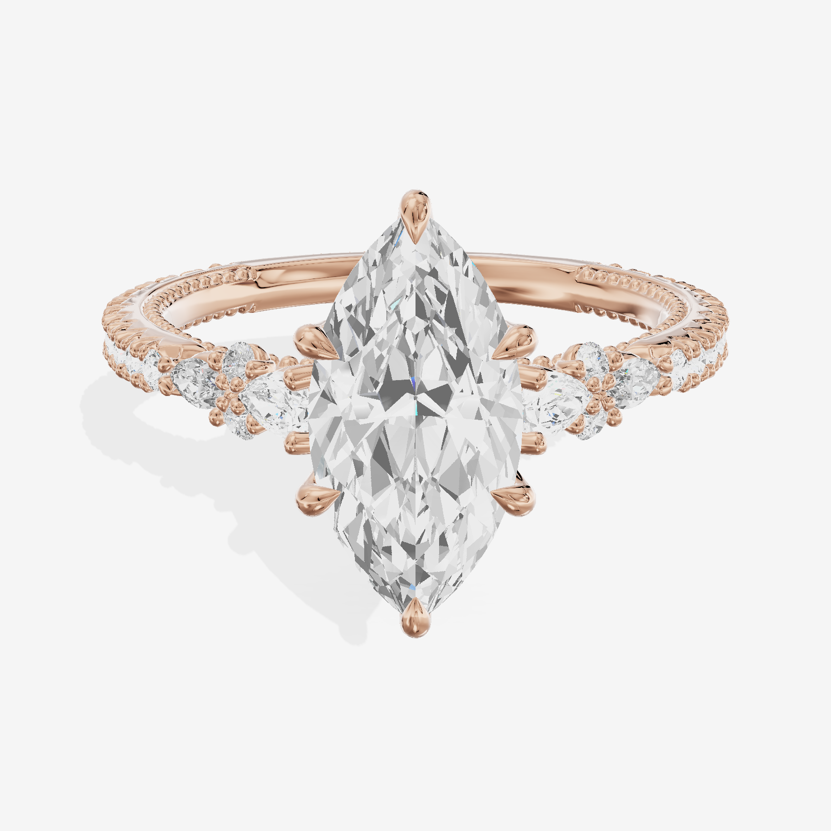 Trueheart Marquise Engagement Ring with Side Stones (2/5 ct. tw.) in 18K Rose Gold