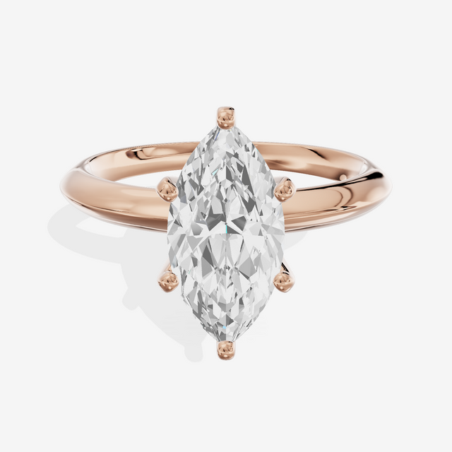 Classic Vowsae 2.5mm Marquise Six-Prong Engagement Ring in 14K Rose Gold