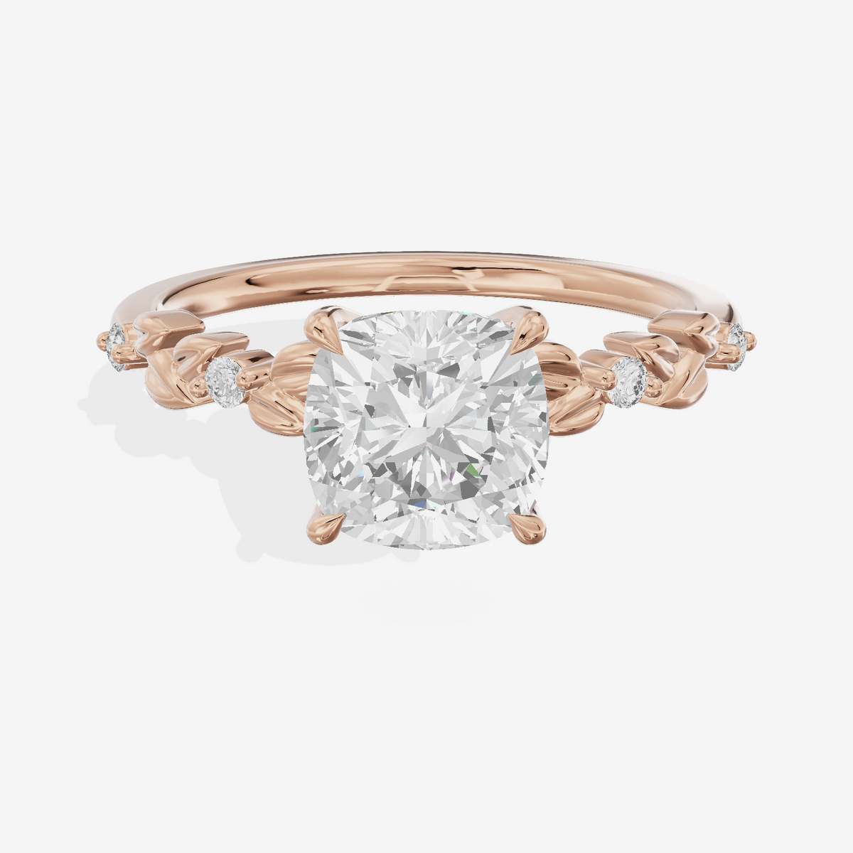 Tender Promezza Cushion Engagement Ring with Side Stones (1/20 ct. tw.) in 18K Rose Gold