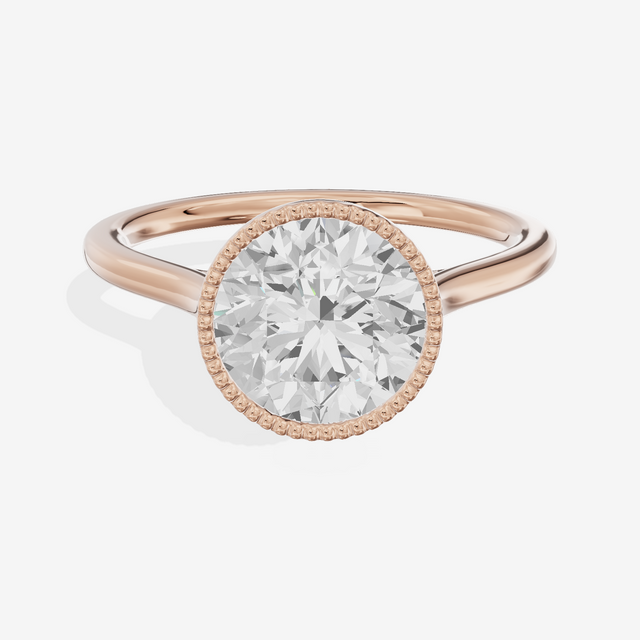 Modern Coeurine 1.5mm Round Bezel Engagement Ring in 18K Rose Gold