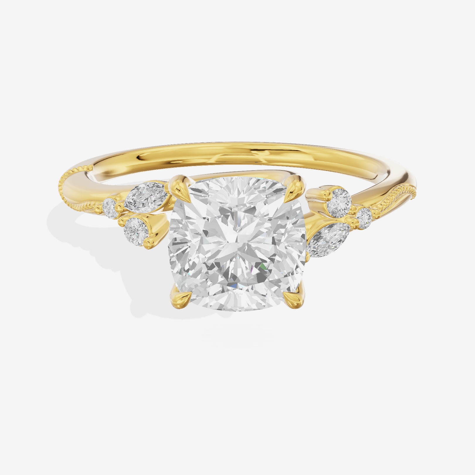 Vintage Lumera Cushion Engagement Ring (1/10 ct. tw.) in 18K Yellow Gold