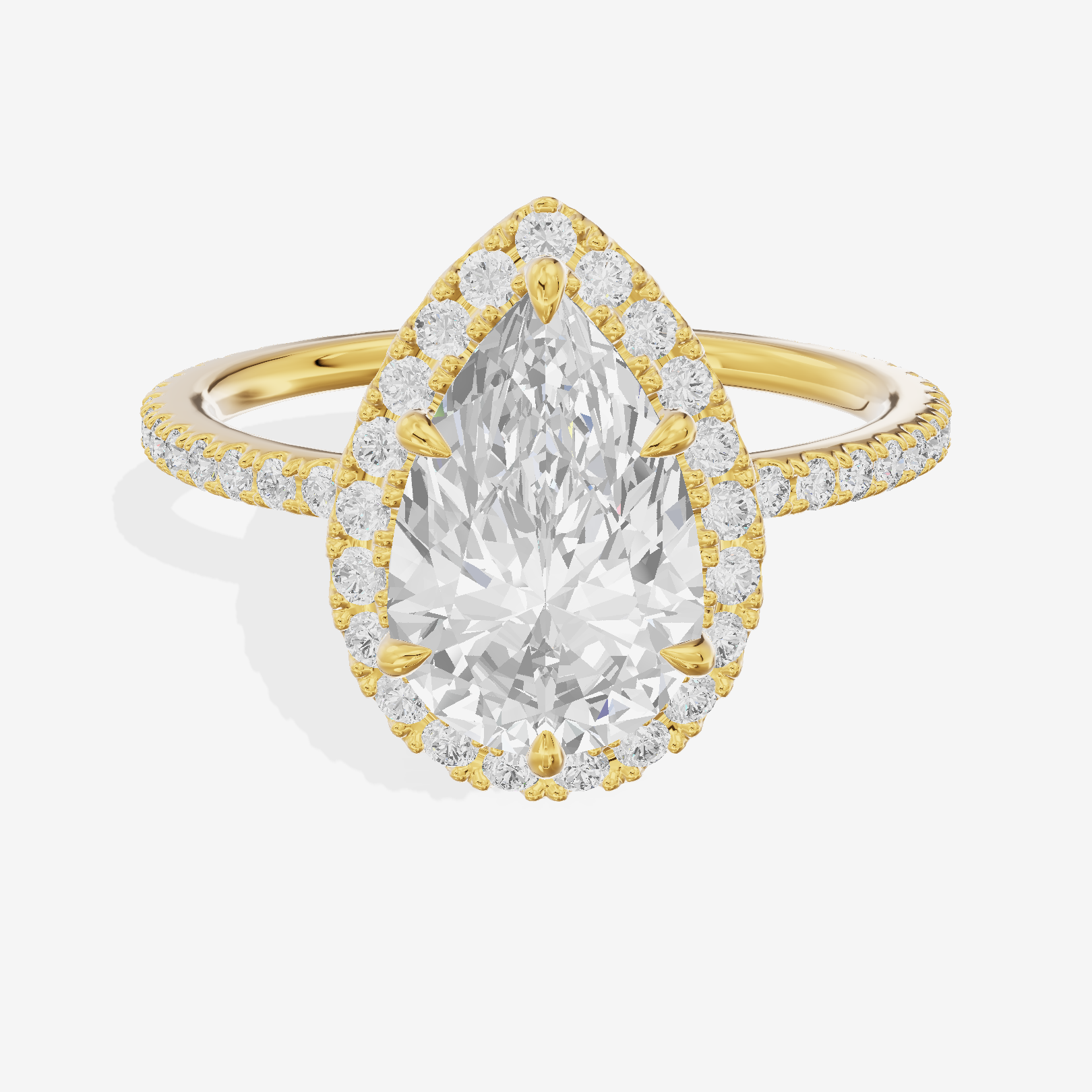 Selenia Pear Hidden Halo Engagement Ring (1/6 ct. tw.) in 18K Yellow Gold