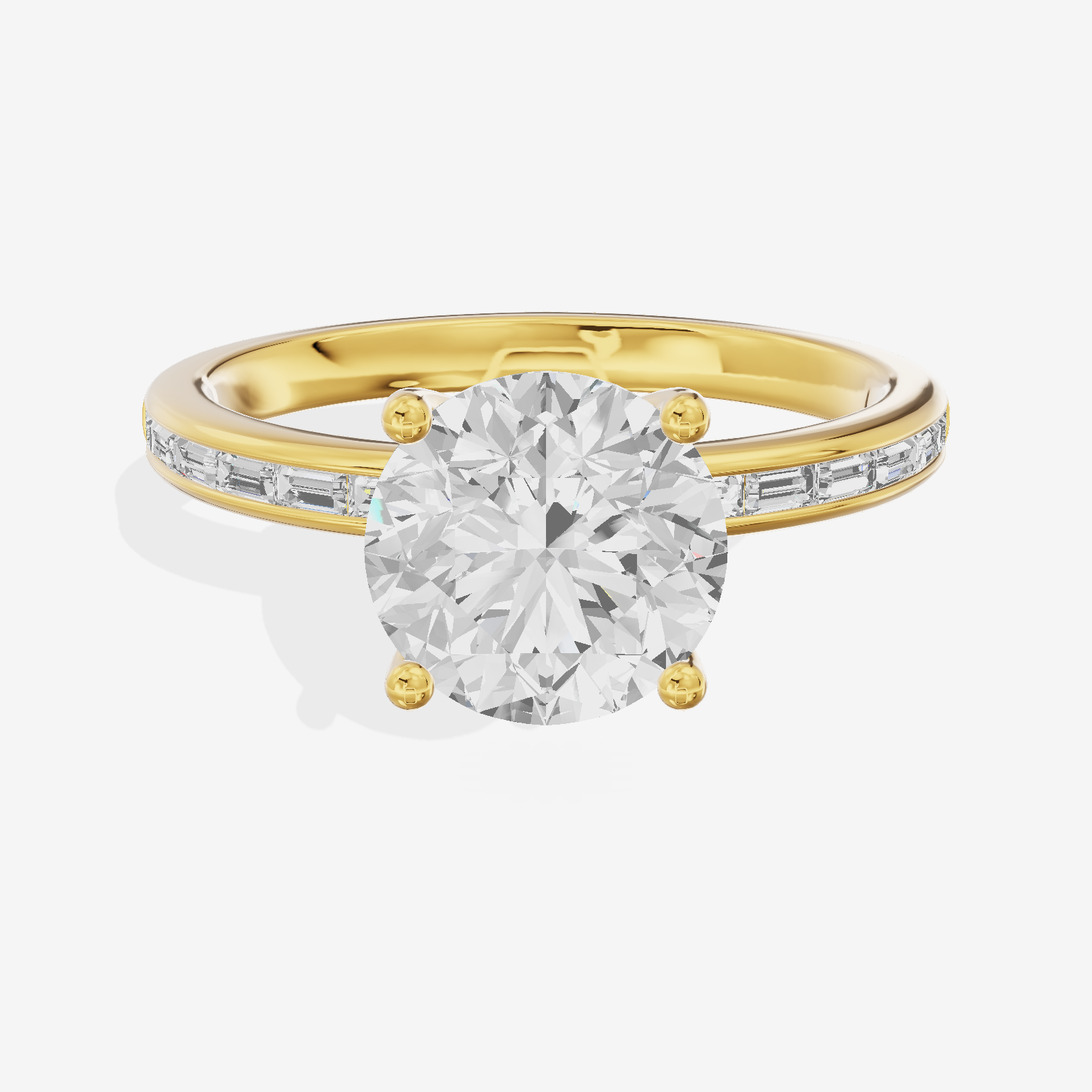 Tender Sincere Round Engagement Ring with Side Stones (1/6 ct. tw.) in 18K Yellow Gold