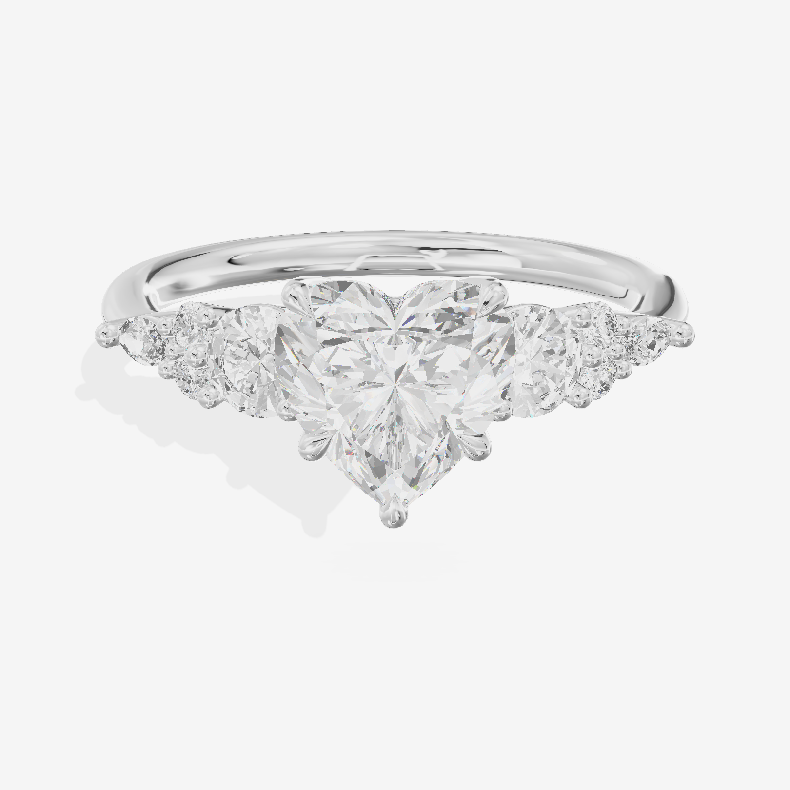 Triade Eternity Heart Three Stone Engagement Ring (2/5 ct. tw.) in 18K White Gold