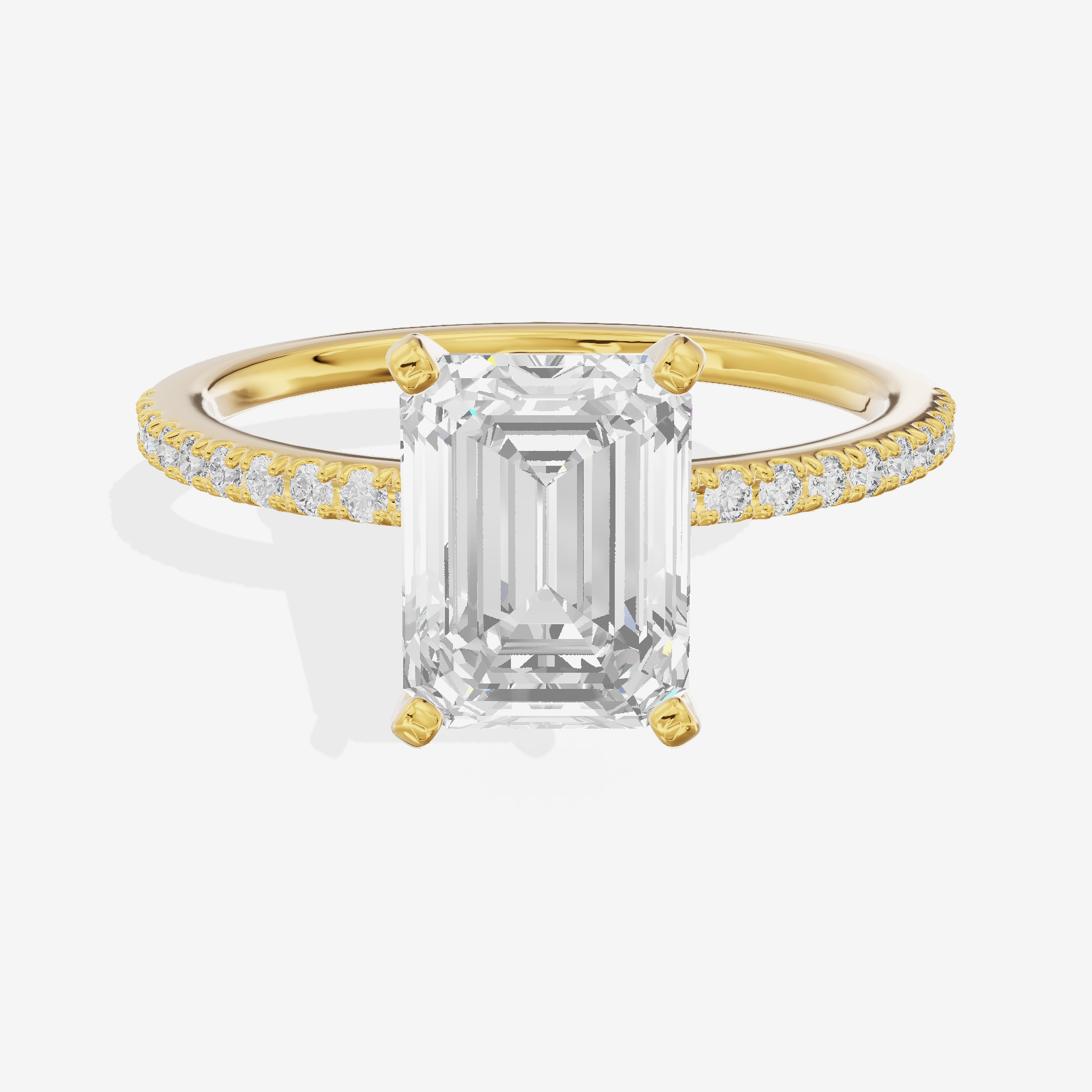 Grand Mayrelle Emerald Engagement Ring with Side Stones (1/8 ct. tw.) in 14K Yellow Gold