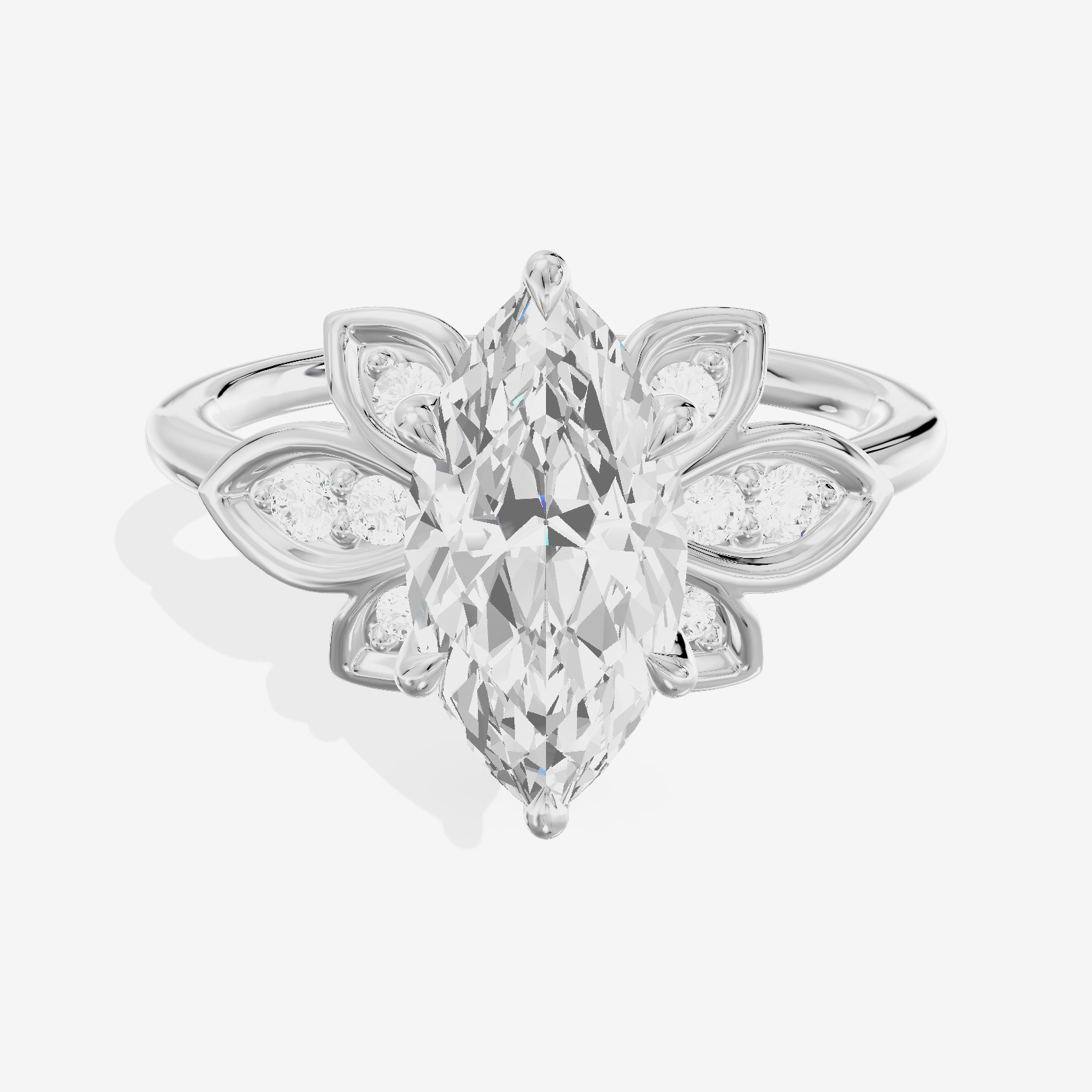 Luxe Tender Marquise Engagement Ring with Side Stones (1/8 ct. tw.) in 14K White Gold