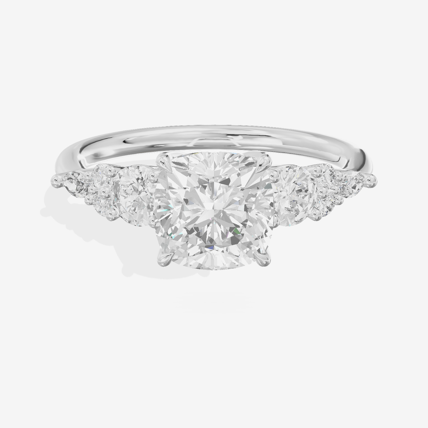 Triade Eternity Cushion Three Stone Engagement Ring (2/5 ct. tw.) in 18K White Gold