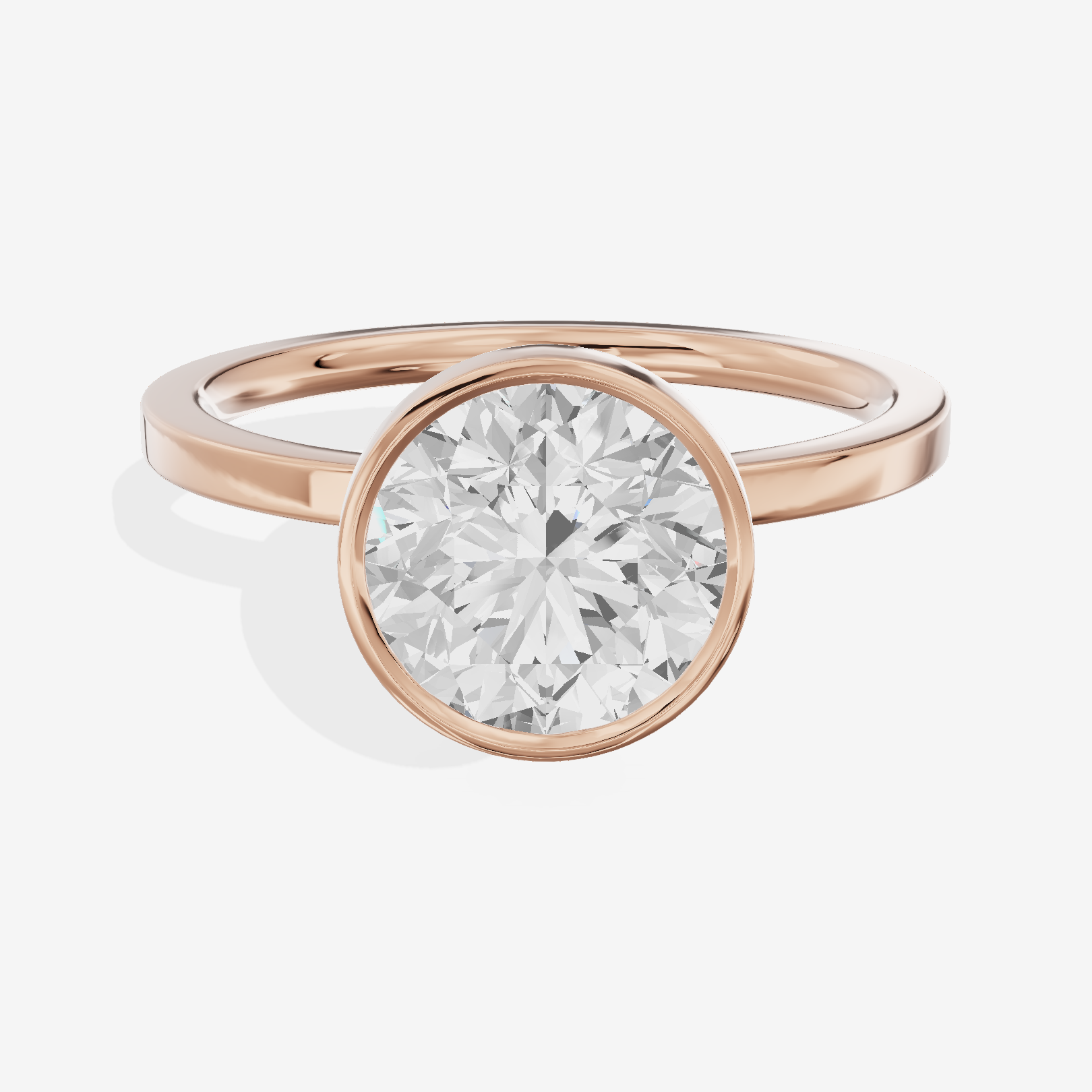 One of One Classic 1.5mm Round Bezel Engagement Ring in 14K Rose Gold