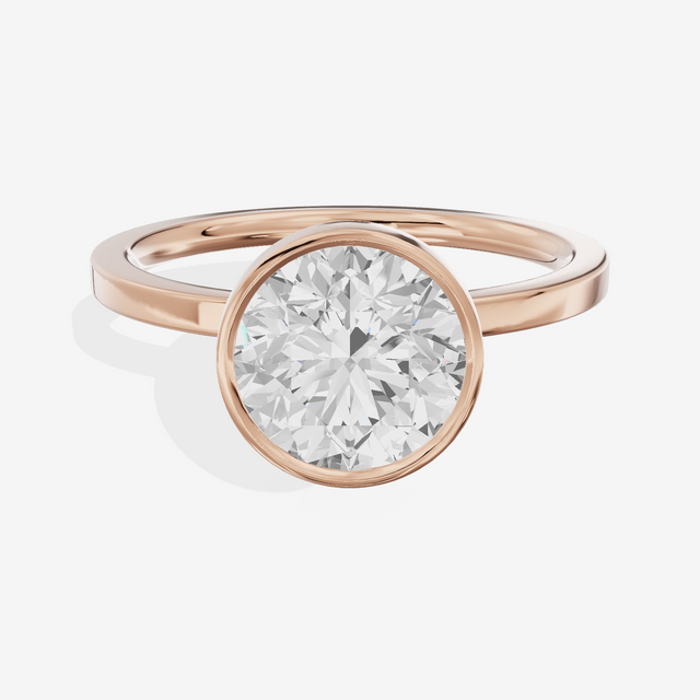 One of One Classic 1.5mm Round Bezel Engagement Ring in 14K Rose Gold