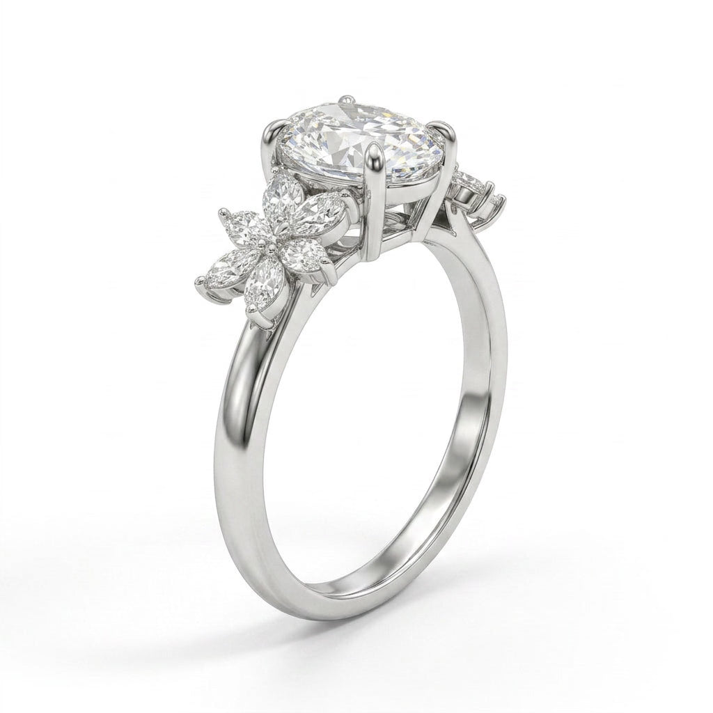 Cluster Oval Engagement Ring (2.06 ct. tw.) in 18K White Gold