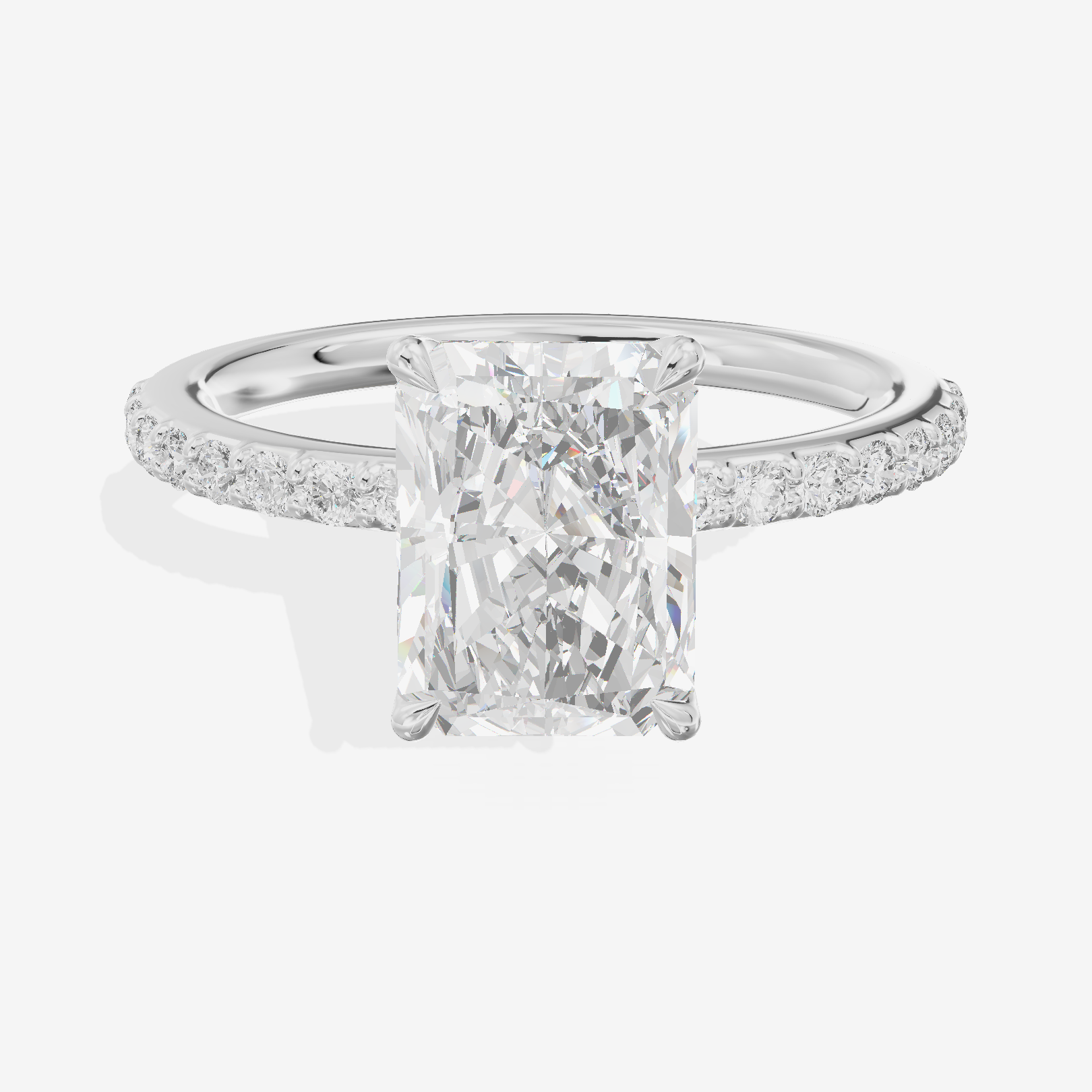Luxe Whisper Radiant Engagement Ring with Side Stones (1/4 ct. tw.) in 14K White Gold