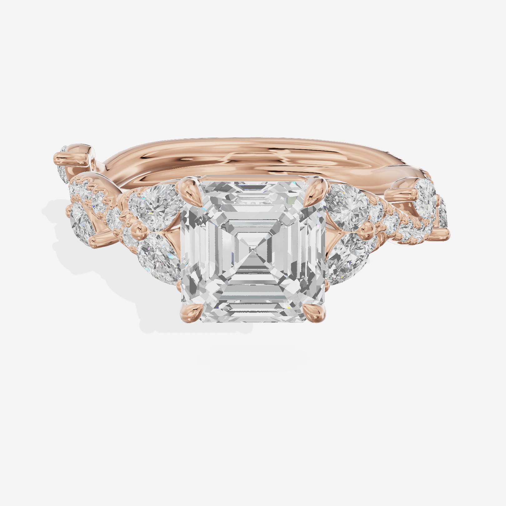 Vintage Heartline Asscher Engagement Ring (2/3 ct. tw.) in 18K Rose Gold