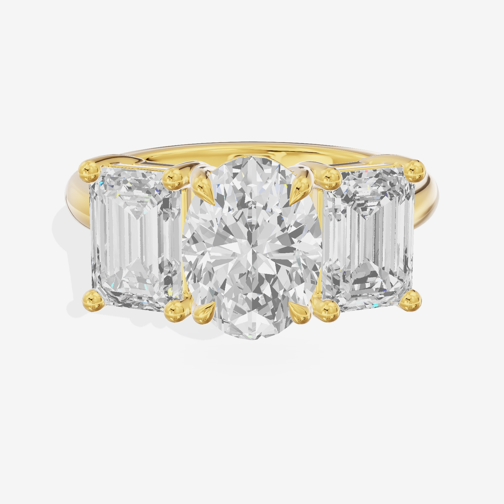 Luxe Whisper Three Stone Oval Engagement Ring (3/4 ct. tw.) in 14K Yellow Gold