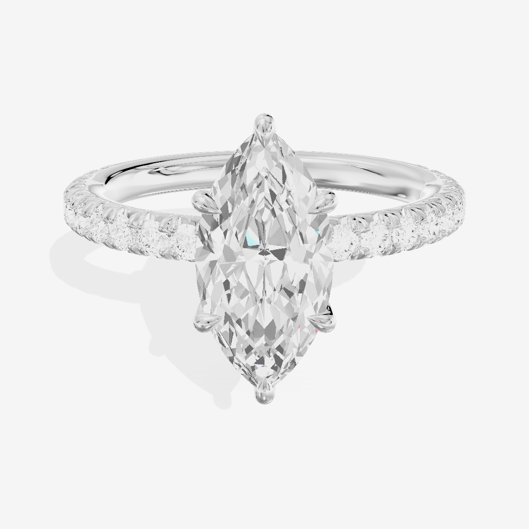Tender Whisper Marquise Engagement Ring with Side Stones (1/6 ct. tw.) in Platinum