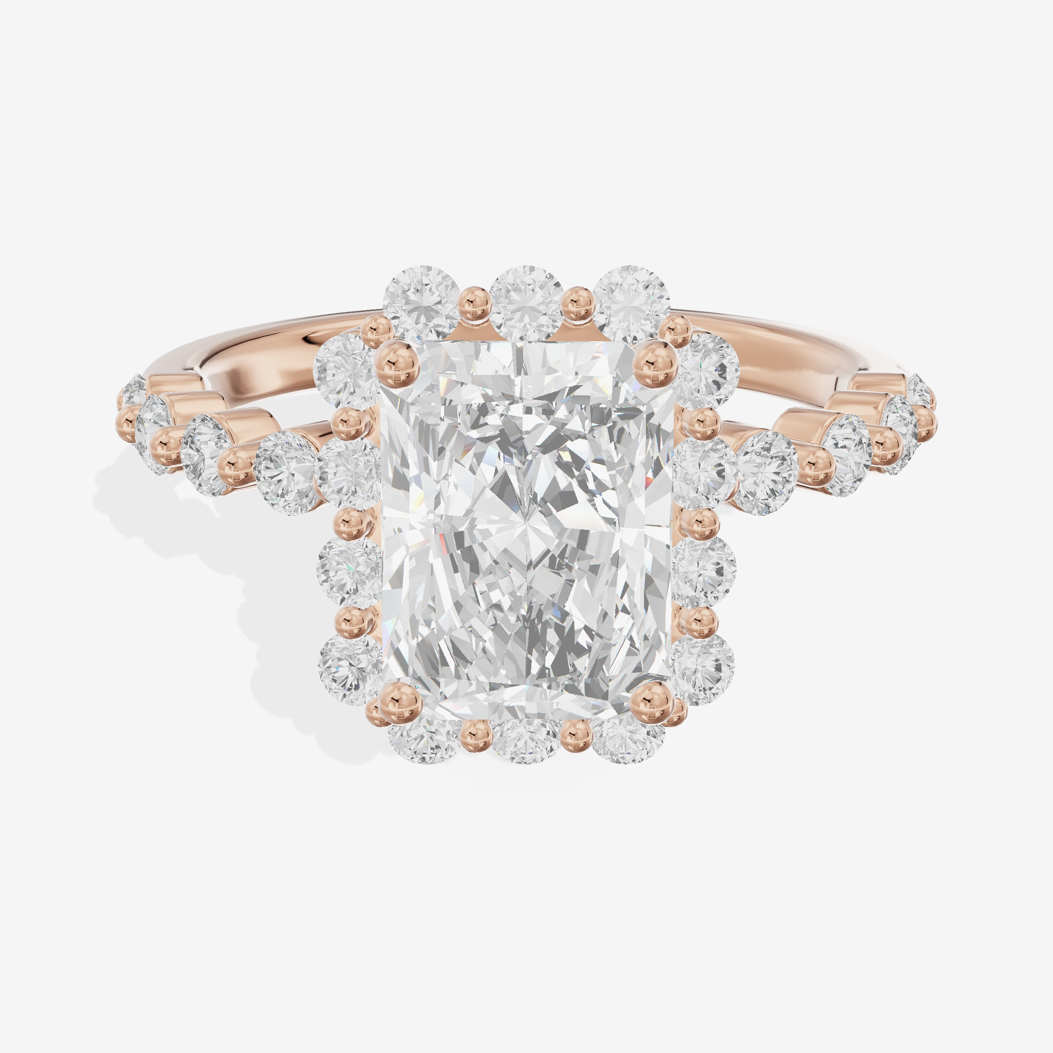 Vowsae Halo Radiant Engagement Ring (1/5 ct. tw.) in 18K Rose Gold