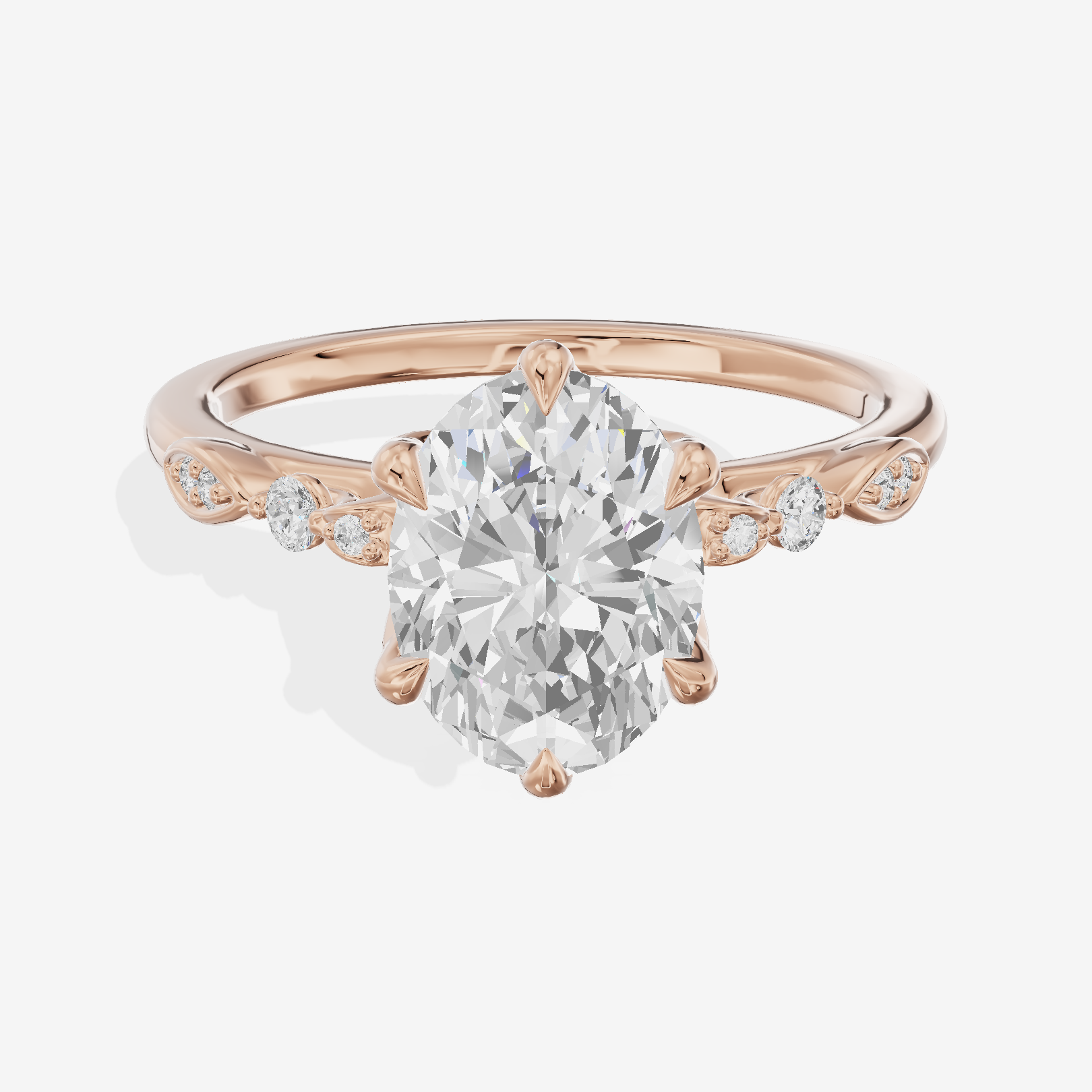 Lightwoven Oval Engagement Ring with Side Stones (1/6 ct. tw.) in 18K Rose Gold
