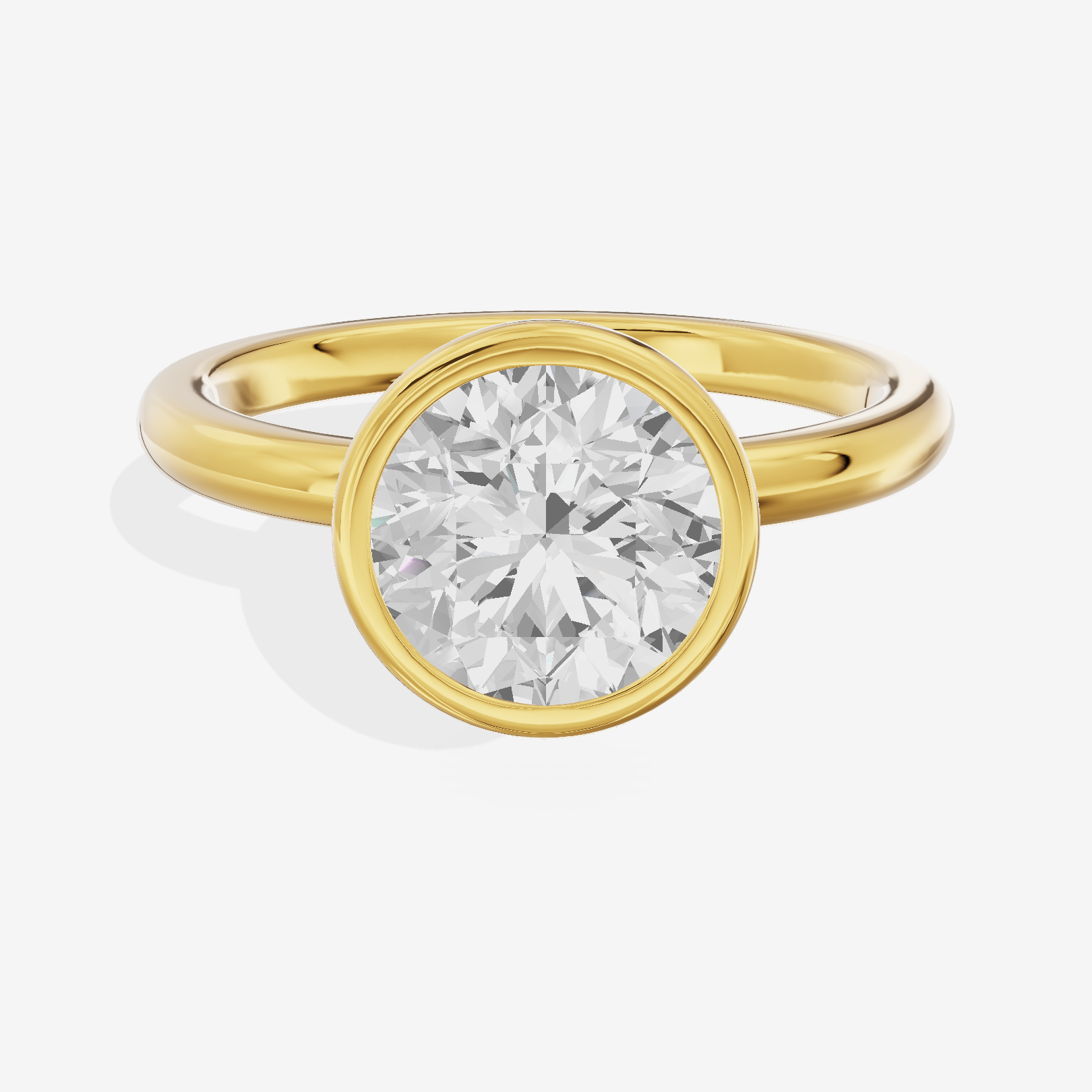 Tensare Bezel 2mm Round Solitaire Engagement Ring in 18K Yellow Gold