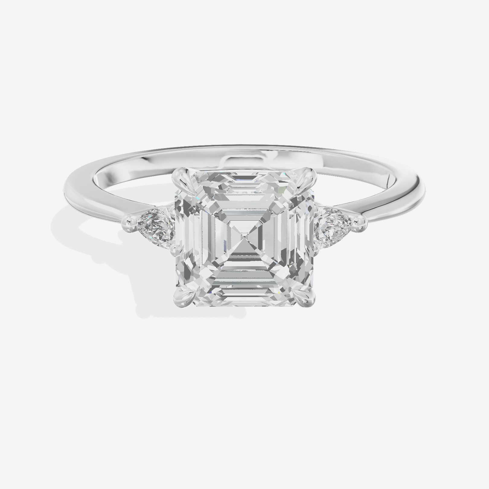 Lateria Three Stone Asscher Engagement Ring (1/2 ct. tw.) in 18K White Gold
